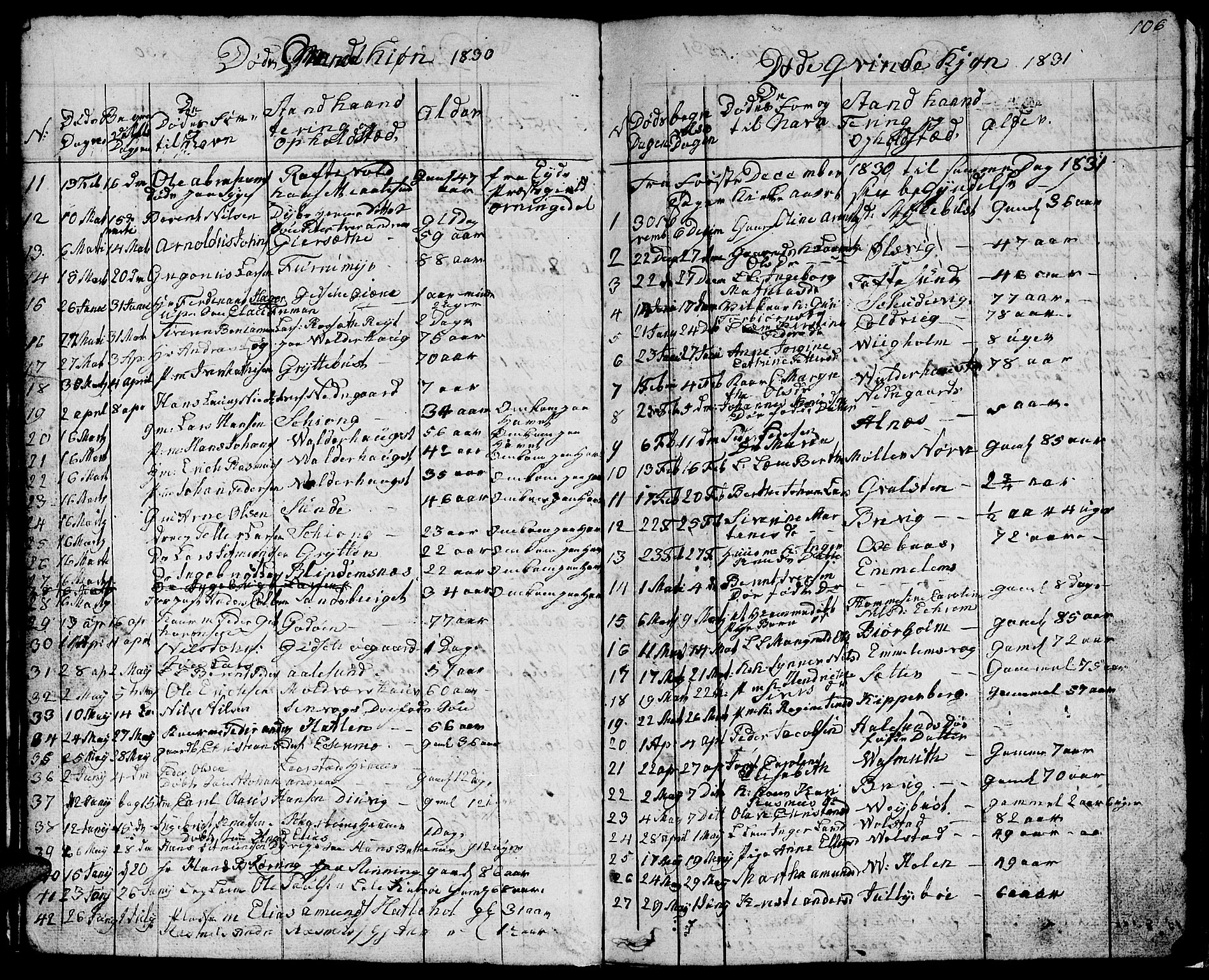 Ministerialprotokoller, klokkerbøker og fødselsregistre - Møre og Romsdal, AV/SAT-A-1454/528/L0425: Parish register (copy) no. 528C06, 1827-1840, p. 106