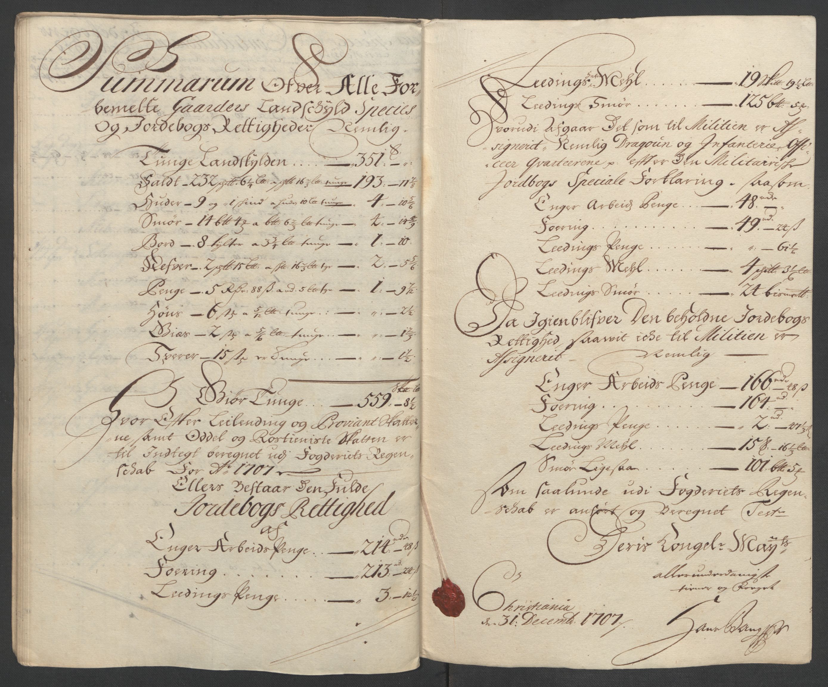 Rentekammeret inntil 1814, Reviderte regnskaper, Fogderegnskap, AV/RA-EA-4092/R10/L0447: Fogderegnskap Aker og Follo, 1707-1709, p. 88