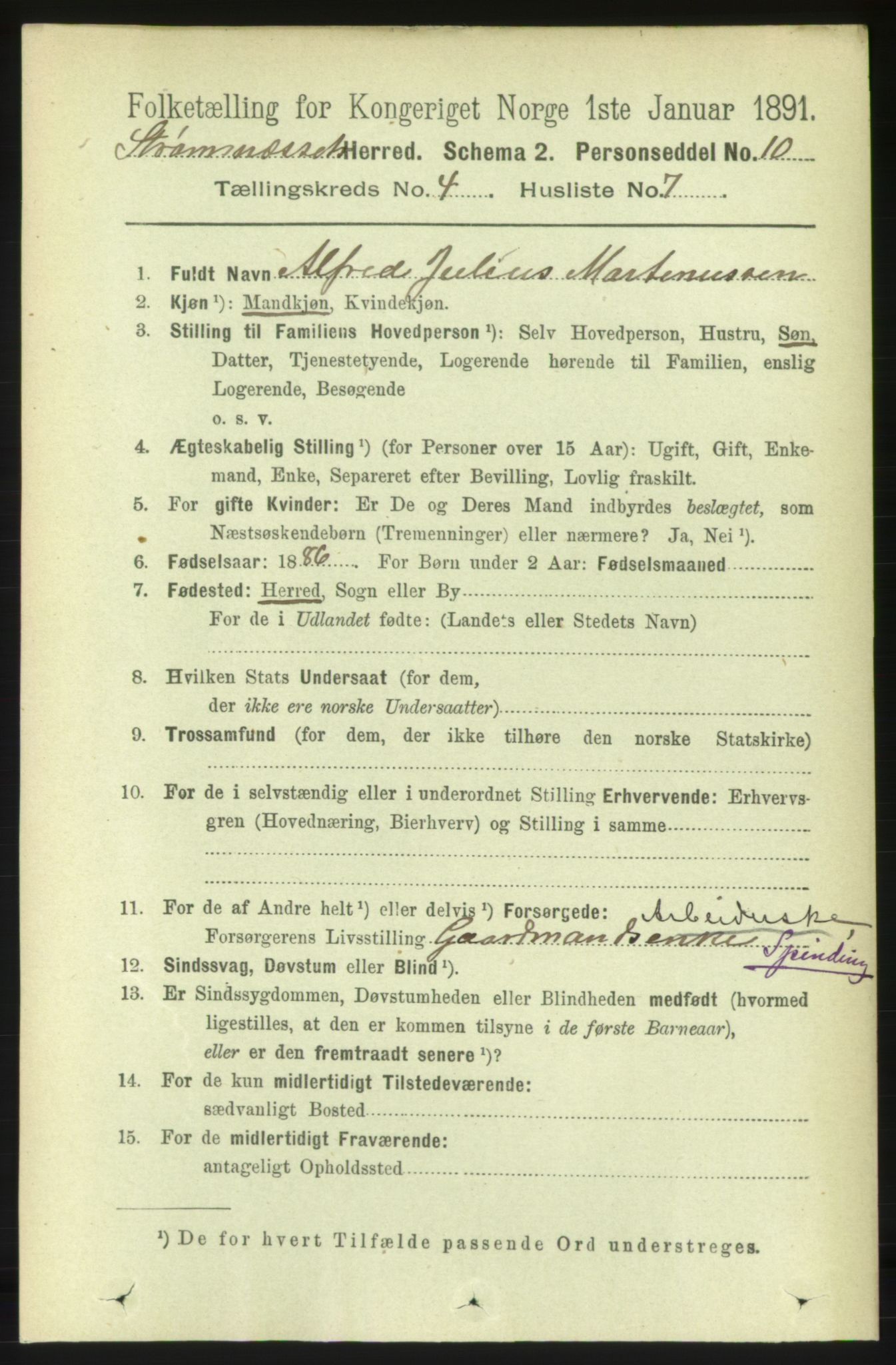 RA, 1891 census for 1559 Straumsnes, 1891, p. 803