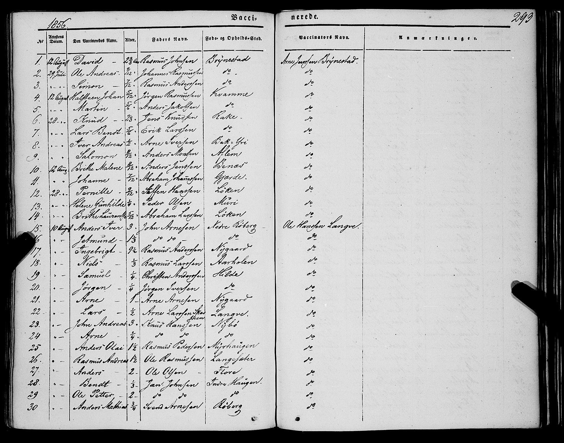 Innvik sokneprestembete, AV/SAB-A-80501: Parish register (official) no. A 5, 1847-1865, p. 293