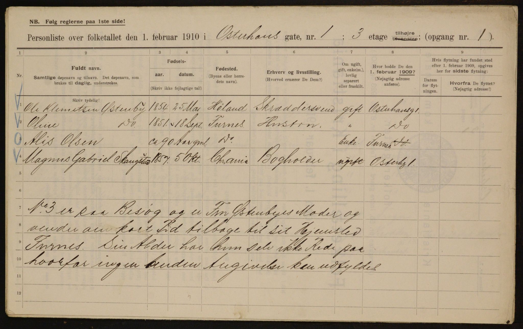 OBA, Municipal Census 1910 for Kristiania, 1910, p. 74443