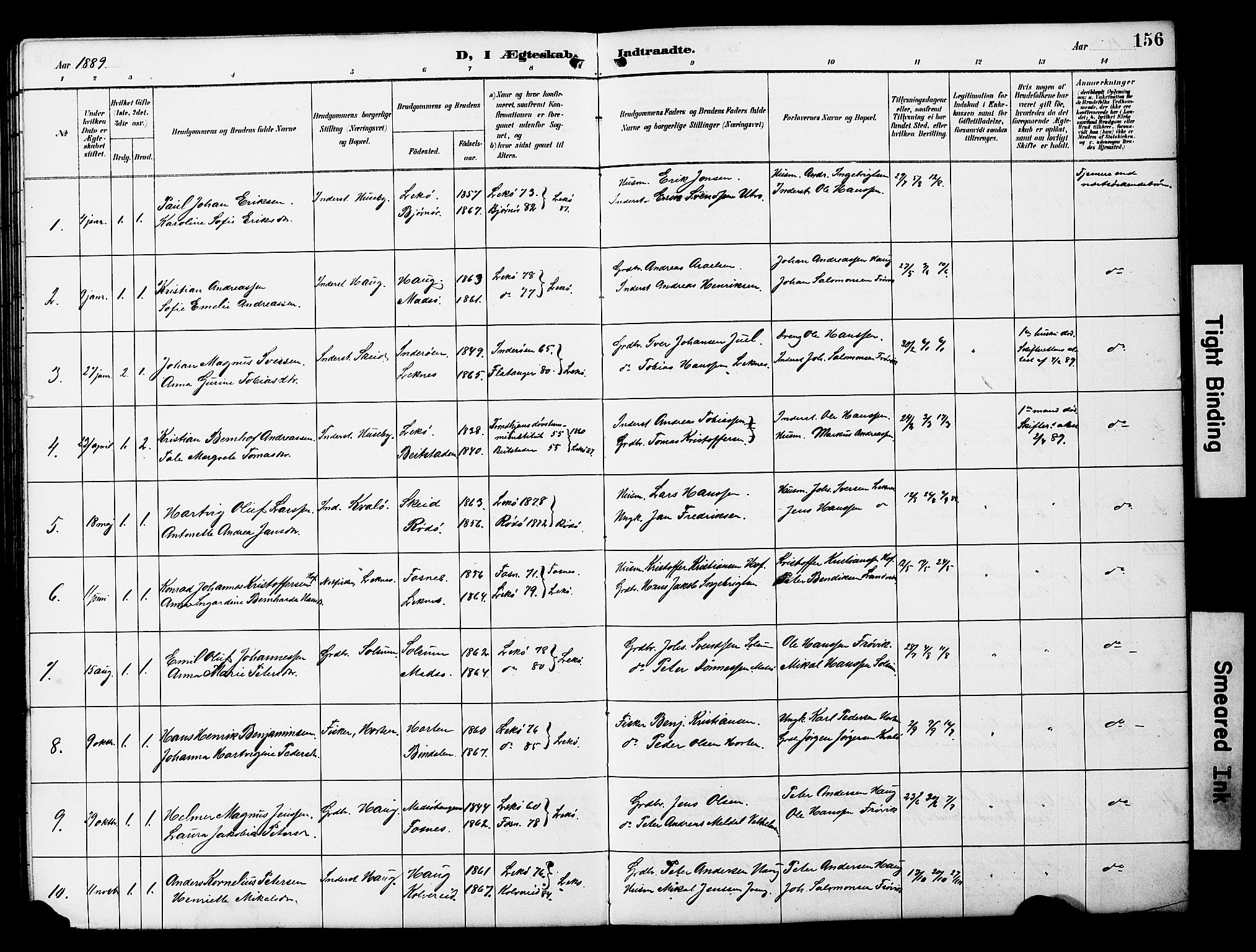 Ministerialprotokoller, klokkerbøker og fødselsregistre - Nord-Trøndelag, SAT/A-1458/788/L0701: Parish register (copy) no. 788C01, 1888-1913, p. 156
