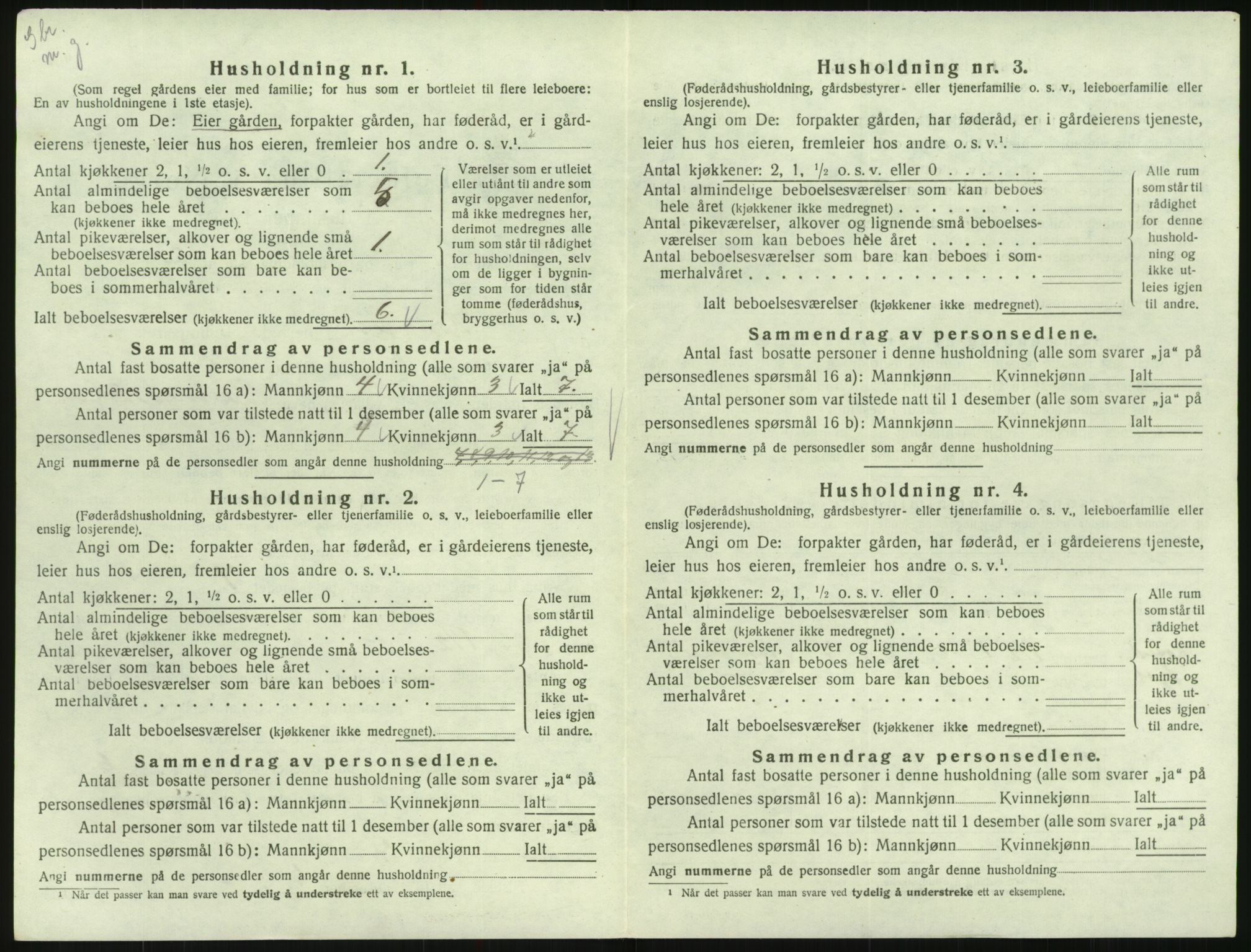 SAK, 1920 census for Hornnes, 1920, p. 208