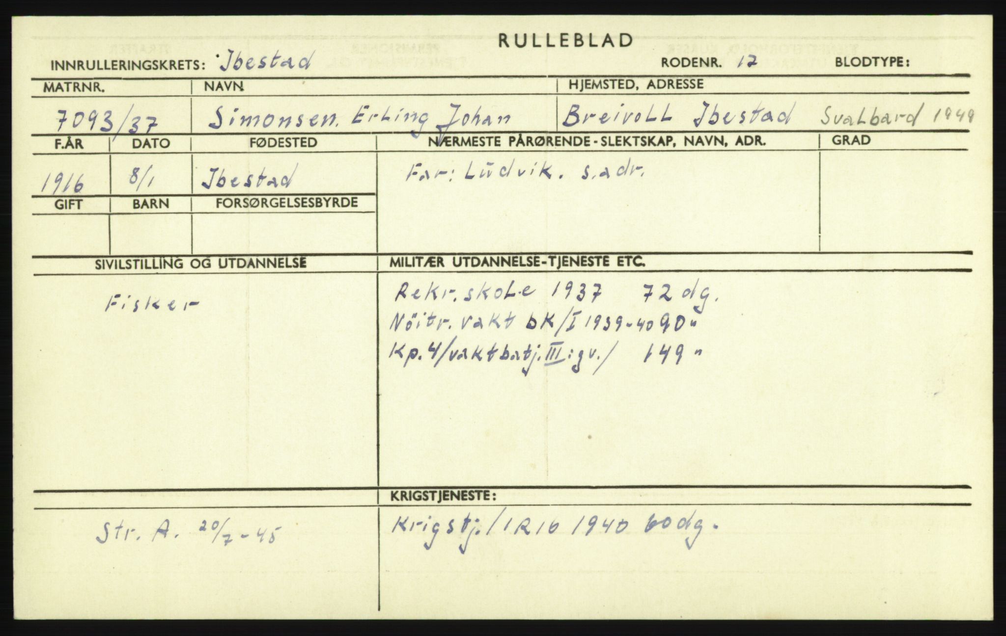 Forsvaret, Troms infanteriregiment nr. 16, AV/RA-RAFA-3146/P/Pa/L0021: Rulleblad for regimentets menige mannskaper, årsklasse 1937, 1937, p. 1107