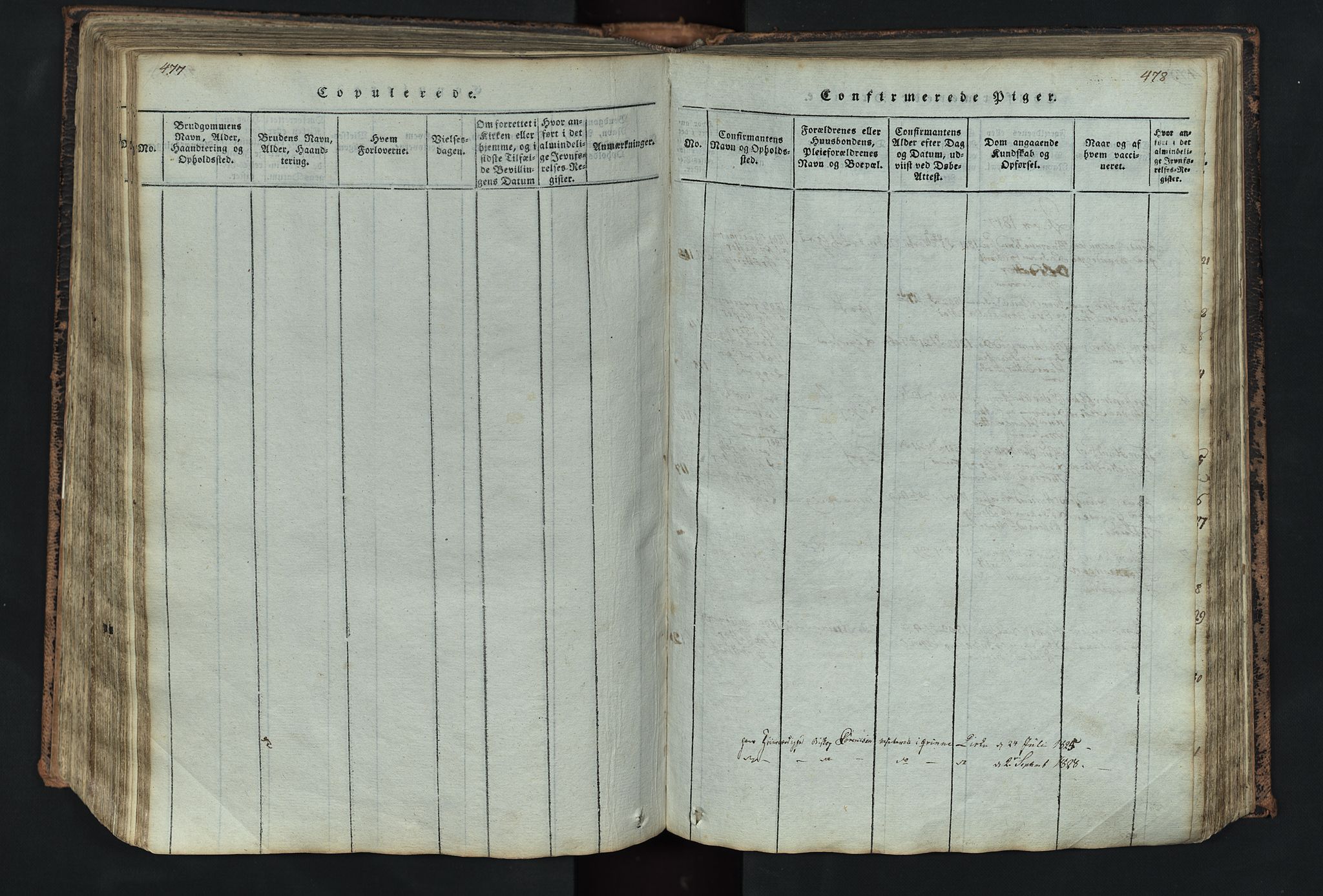 Kvikne prestekontor, SAH/PREST-064/H/Ha/Hab/L0001: Parish register (copy) no. 1, 1815-1895, p. 477-478