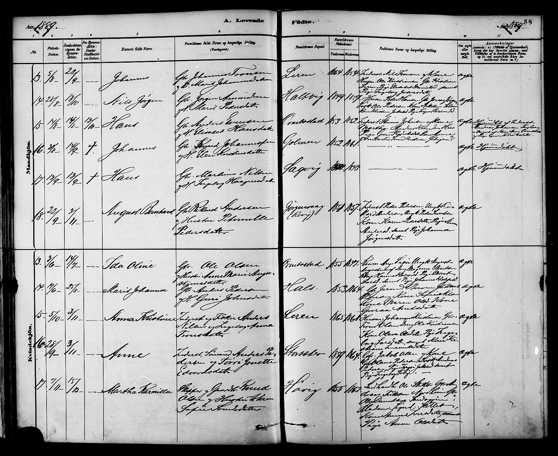 Ministerialprotokoller, klokkerbøker og fødselsregistre - Møre og Romsdal, AV/SAT-A-1454/577/L0896: Parish register (official) no. 577A03, 1880-1898, p. 58