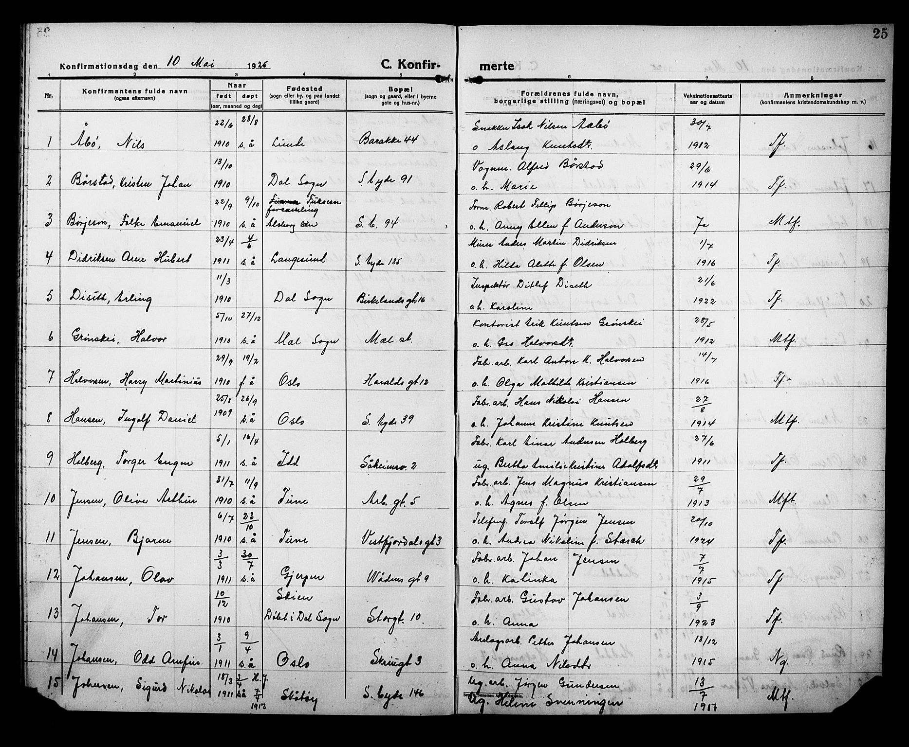 Rjukan kirkebøker, AV/SAKO-A-294/G/Ga/L0004: Parish register (copy) no. 4, 1923-1932, p. 25