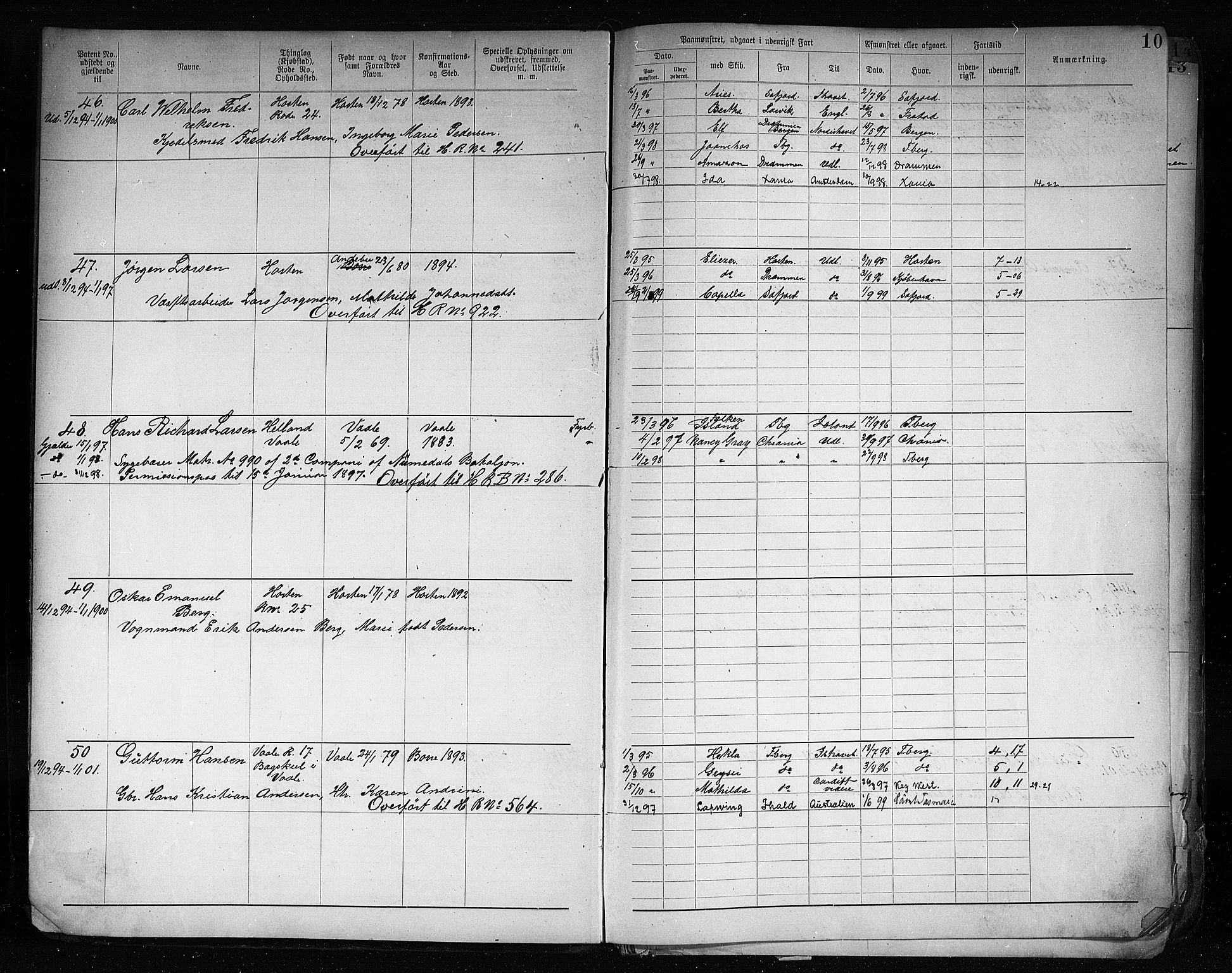 Horten innrulleringskontor, AV/SAKO-A-785/F/Fb/L0004: Annotasjonsrulle, 1889-1911, p. 13