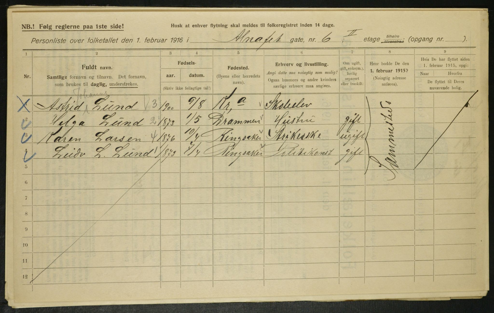 OBA, Municipal Census 1916 for Kristiania, 1916, p. 978