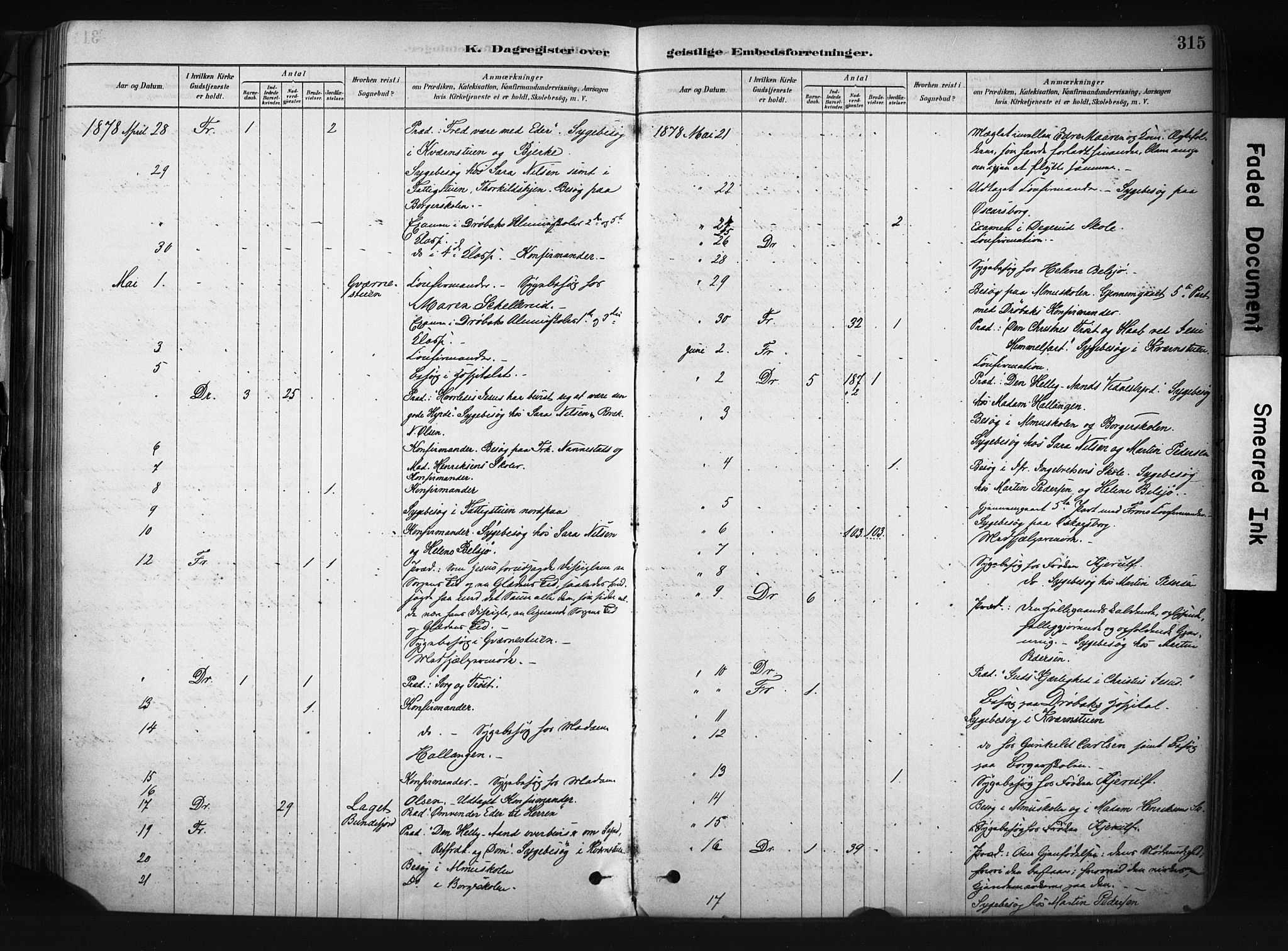 Drøbak prestekontor Kirkebøker, AV/SAO-A-10142a/F/Fb/L0001: Parish register (official) no. II 1, 1878-1891, p. 315