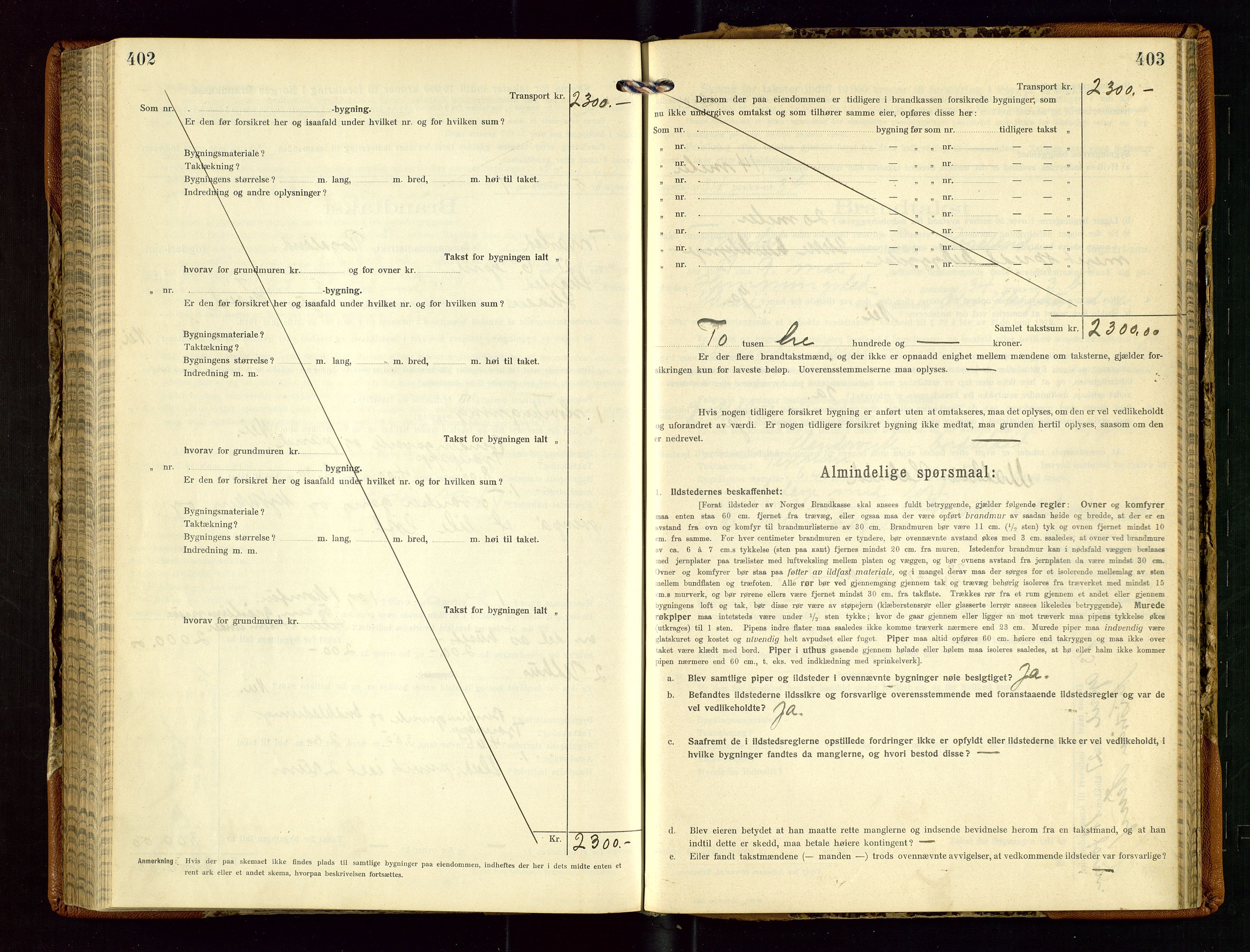 Torvestad lensmannskontor, AV/SAST-A-100307/1/Gob/L0005: "Brandtaxationsprotokol for Torvestad Lensmannsdistrikt", 1915-1928, p. 402-403