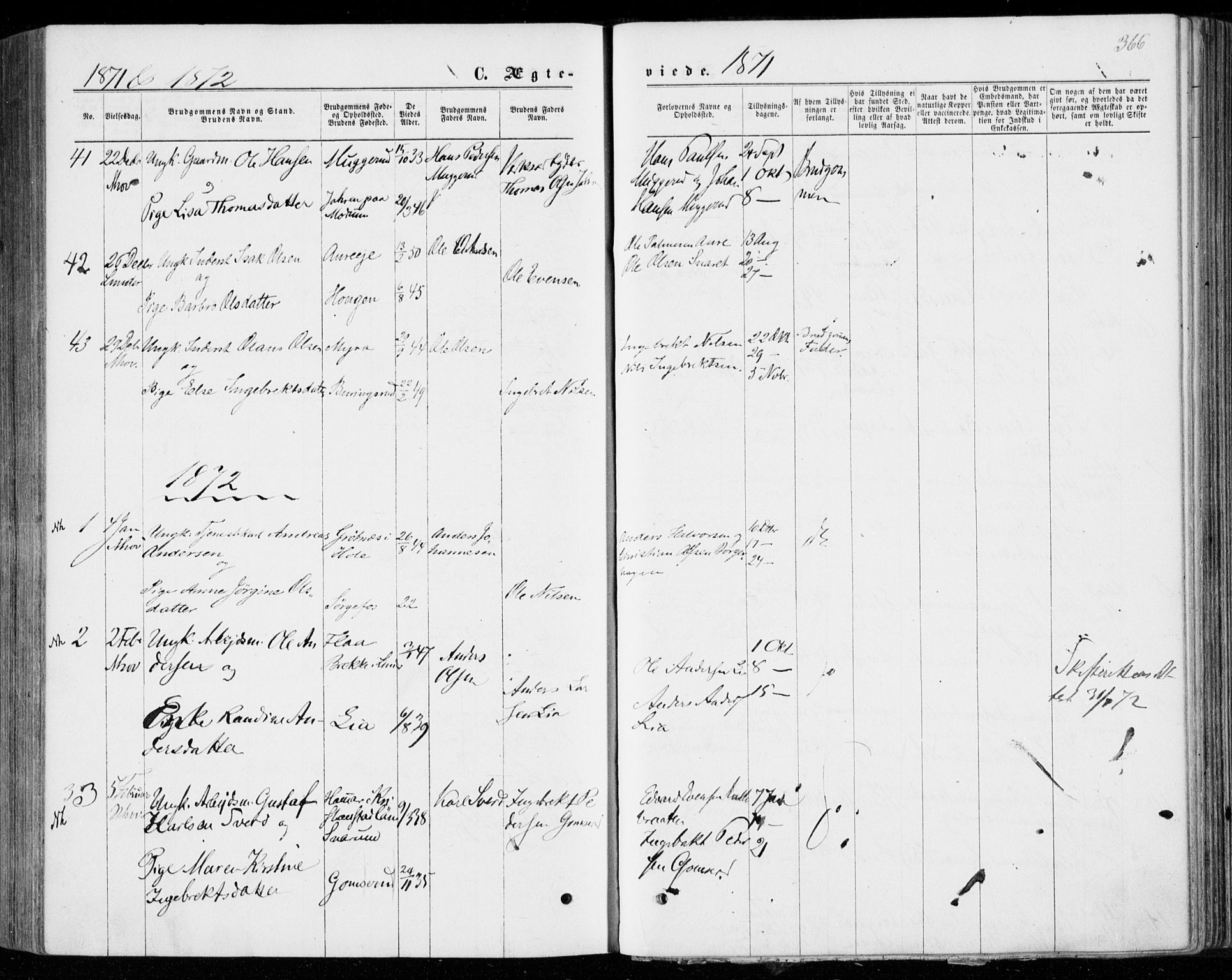 Norderhov kirkebøker, SAKO/A-237/F/Fa/L0013: Parish register (official) no. 13, 1866-1874, p. 366