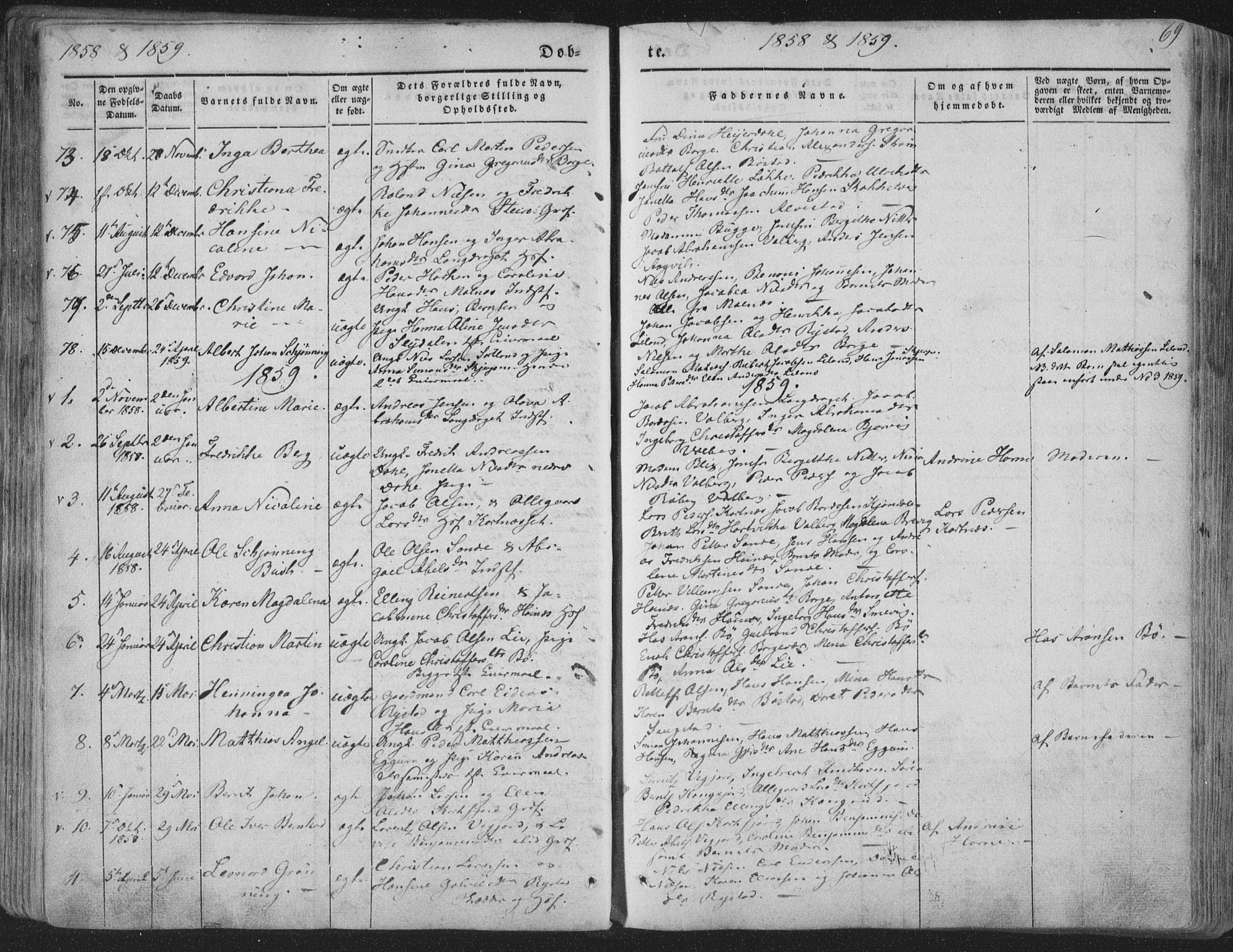 Ministerialprotokoller, klokkerbøker og fødselsregistre - Nordland, AV/SAT-A-1459/880/L1131: Parish register (official) no. 880A05, 1844-1868, p. 69