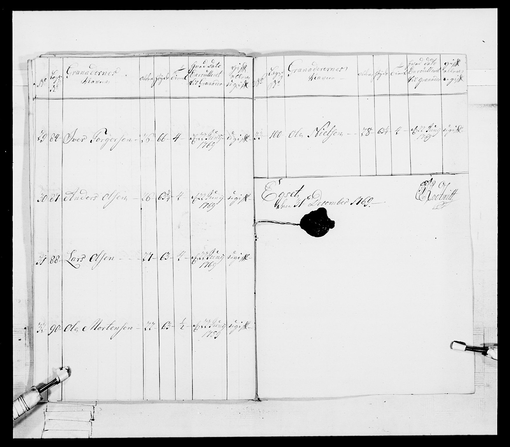 Generalitets- og kommissariatskollegiet, Det kongelige norske kommissariatskollegium, RA/EA-5420/E/Eh/L0089: 1. Bergenhusiske nasjonale infanteriregiment, 1769-1773, p. 66