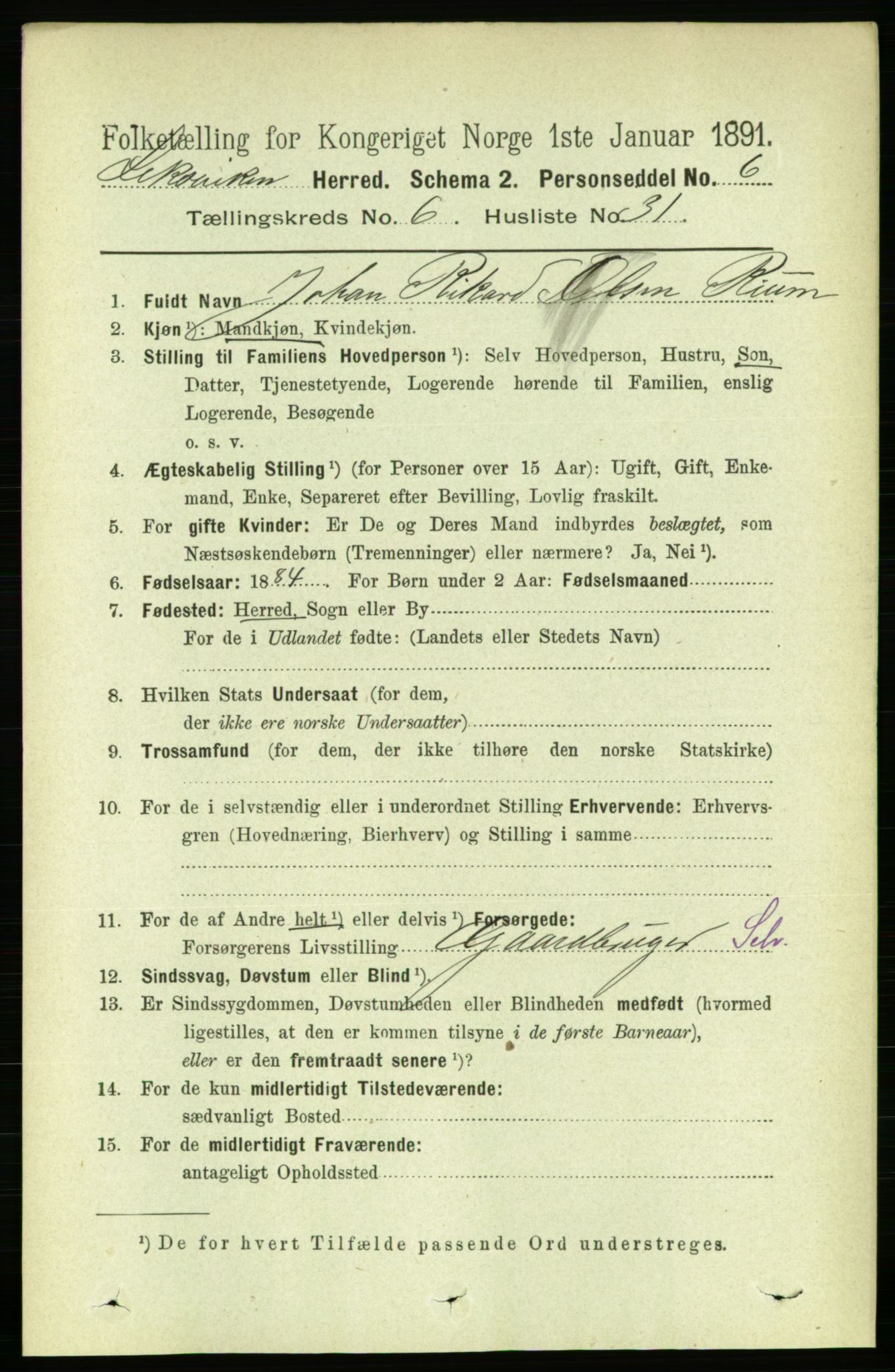 RA, 1891 census for 1718 Leksvik, 1891, p. 3406