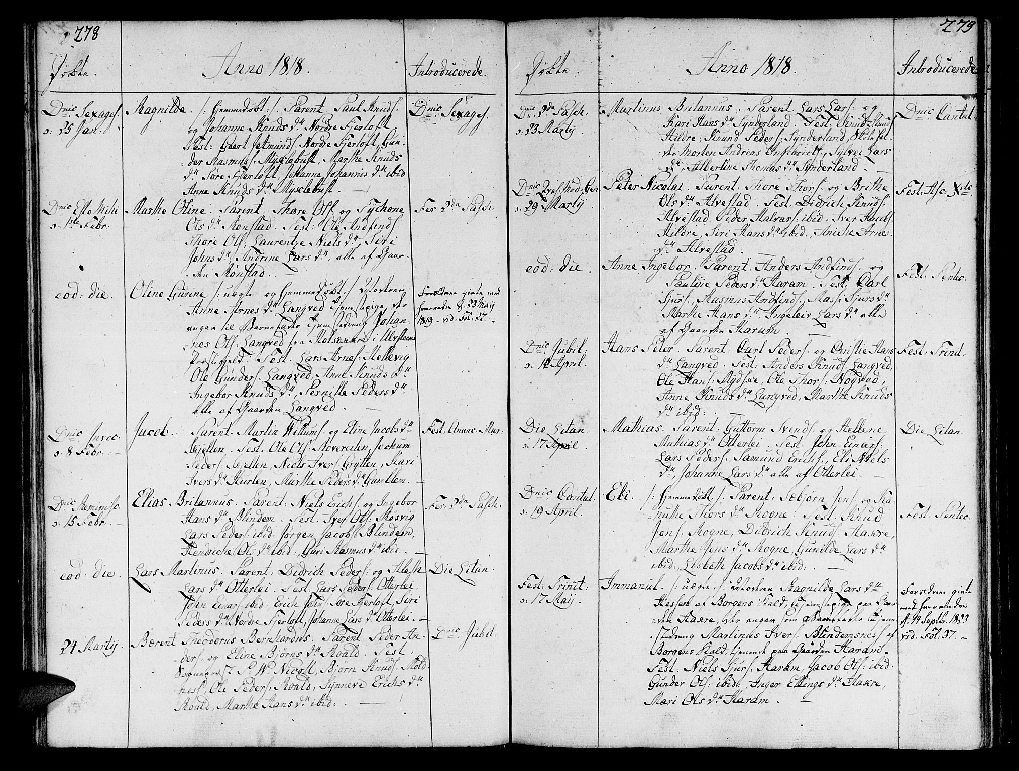 Ministerialprotokoller, klokkerbøker og fødselsregistre - Møre og Romsdal, SAT/A-1454/536/L0494: Parish register (official) no. 536A03, 1803-1836, p. 278-279