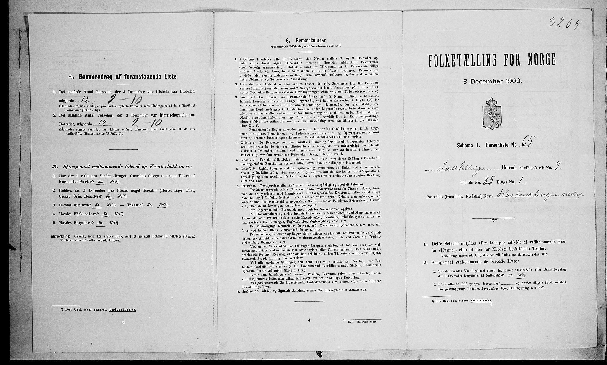 SAH, 1900 census for Fåberg, 1900, p. 188