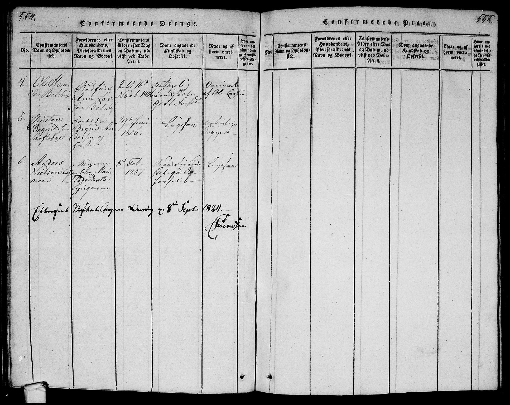 Tune prestekontor Kirkebøker, AV/SAO-A-2007/G/Ga/L0001: Parish register (copy) no. I 1, 1815-1822, p. 554-555