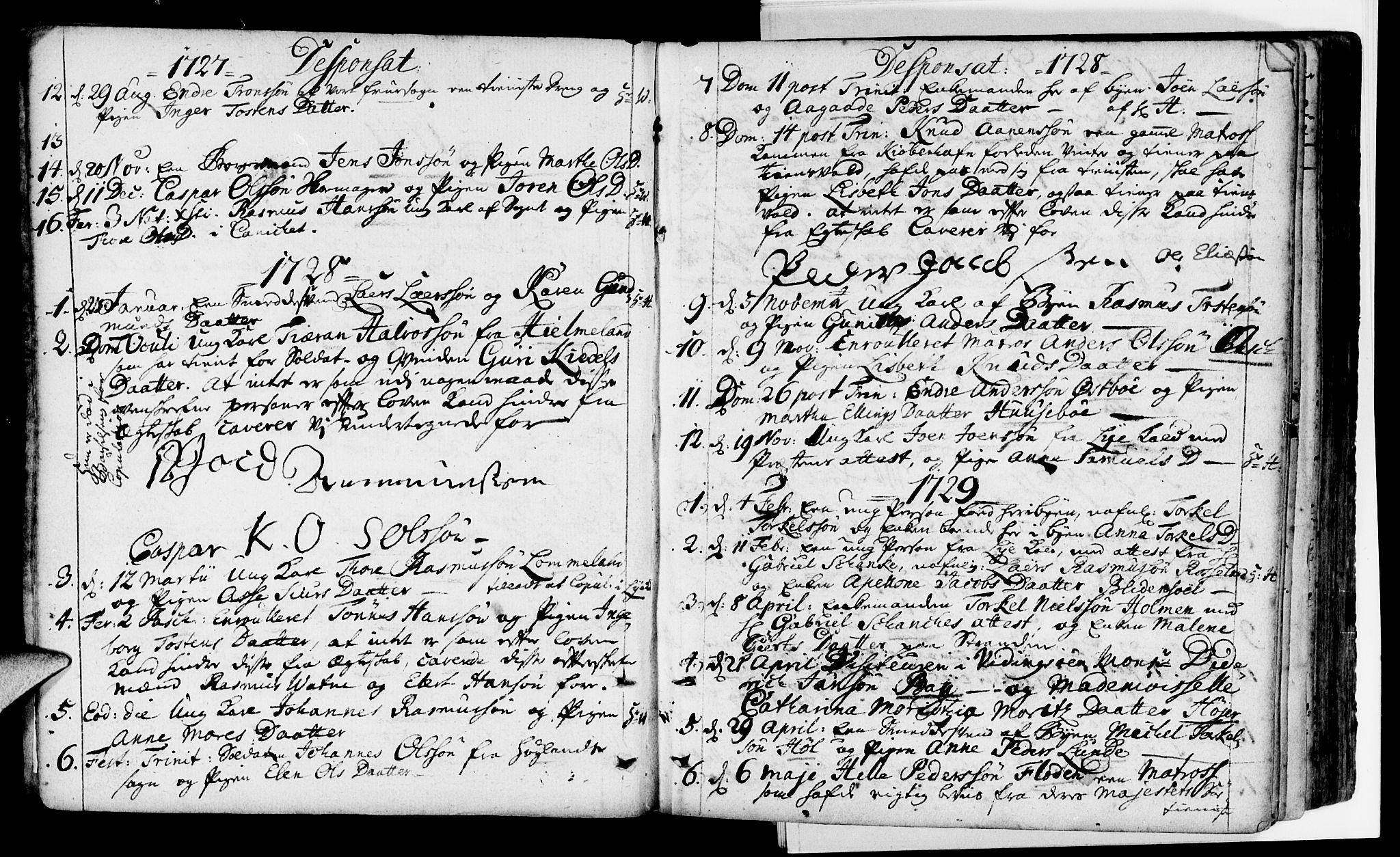 Domkirken sokneprestkontor, SAST/A-101812/001/30/30BA/L0002: Parish register (official) no. A 2 /1, 1727-1738