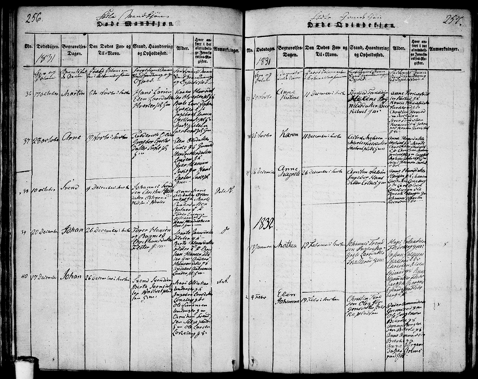 Våler prestekontor Kirkebøker, AV/SAO-A-11083/F/Fa/L0005: Parish register (official) no. I 5, 1815-1839, p. 256-257