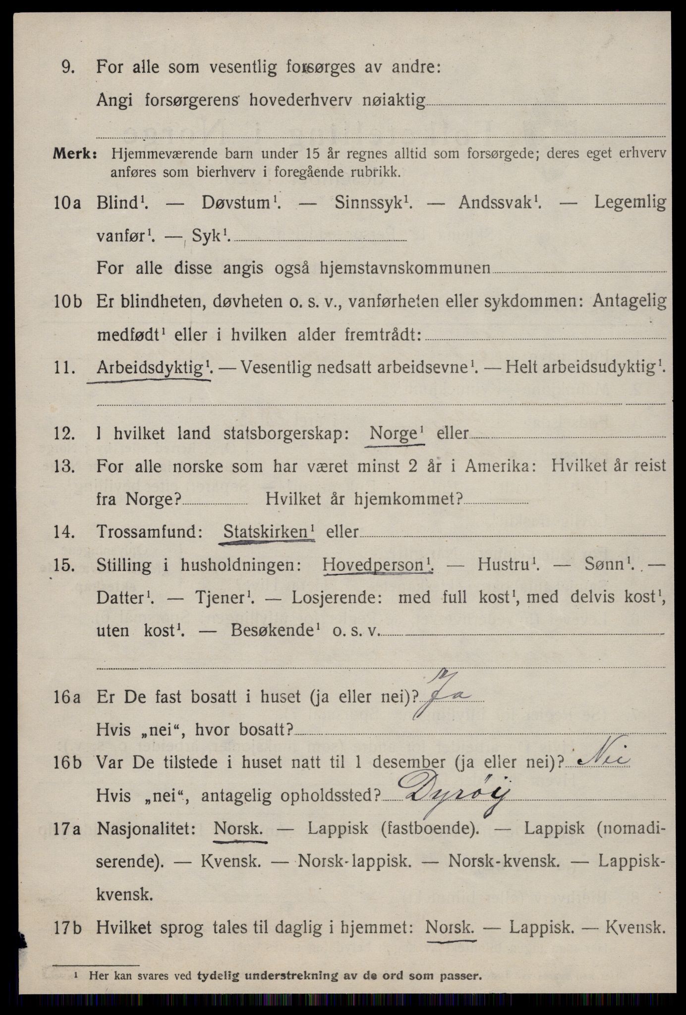 SAT, 1920 census for Nes (ST), 1920, p. 1494