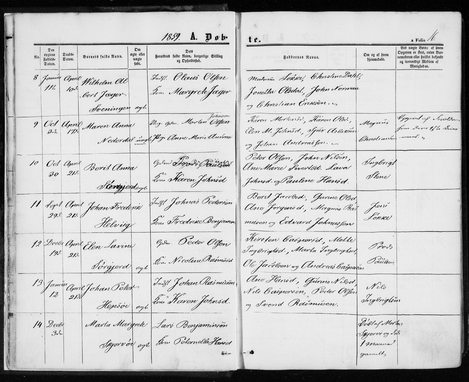 Ministerialprotokoller, klokkerbøker og fødselsregistre - Sør-Trøndelag, SAT/A-1456/657/L0705: Parish register (official) no. 657A06, 1858-1867, p. 16