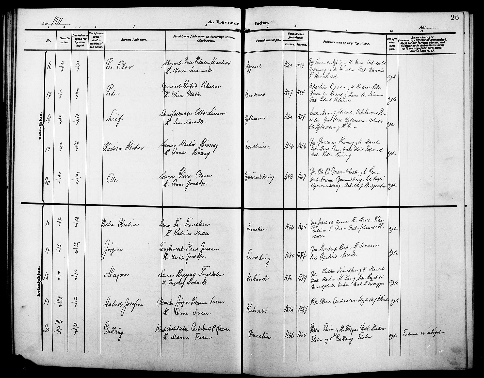 Alvdal prestekontor, AV/SAH-PREST-060/H/Ha/Hab/L0005: Parish register (copy) no. 5, 1908-1923, p. 26