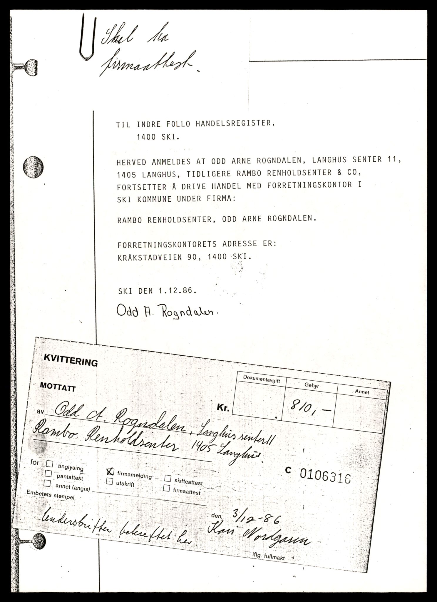 Indre Follo tingrett, AV/SAT-A-10086/K/Kb/Kbb/L0011: Enkeltmannsforetak og ANS, Ram - Ski G, 1944-1990, p. 9