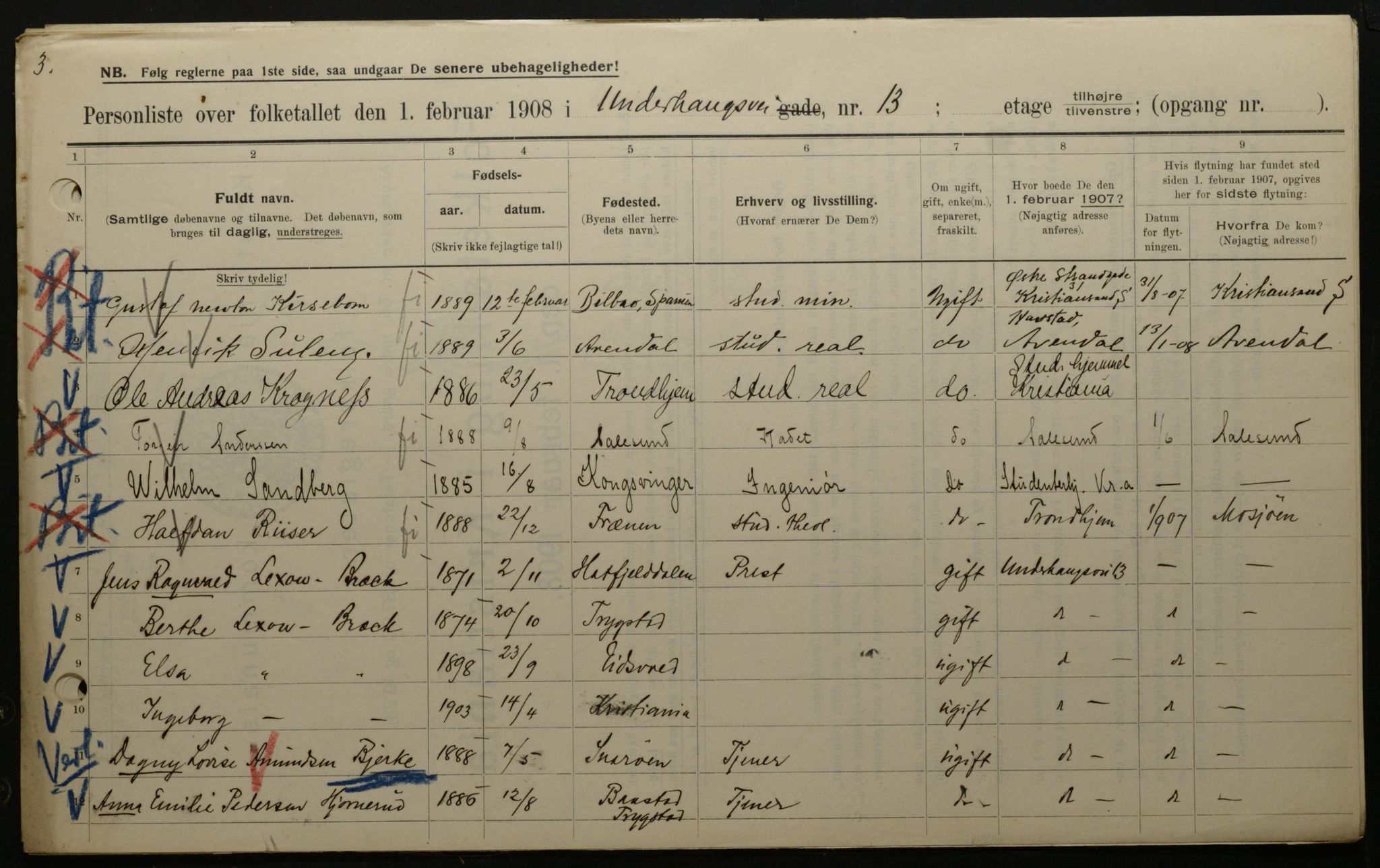 OBA, Municipal Census 1908 for Kristiania, 1908, p. 107620