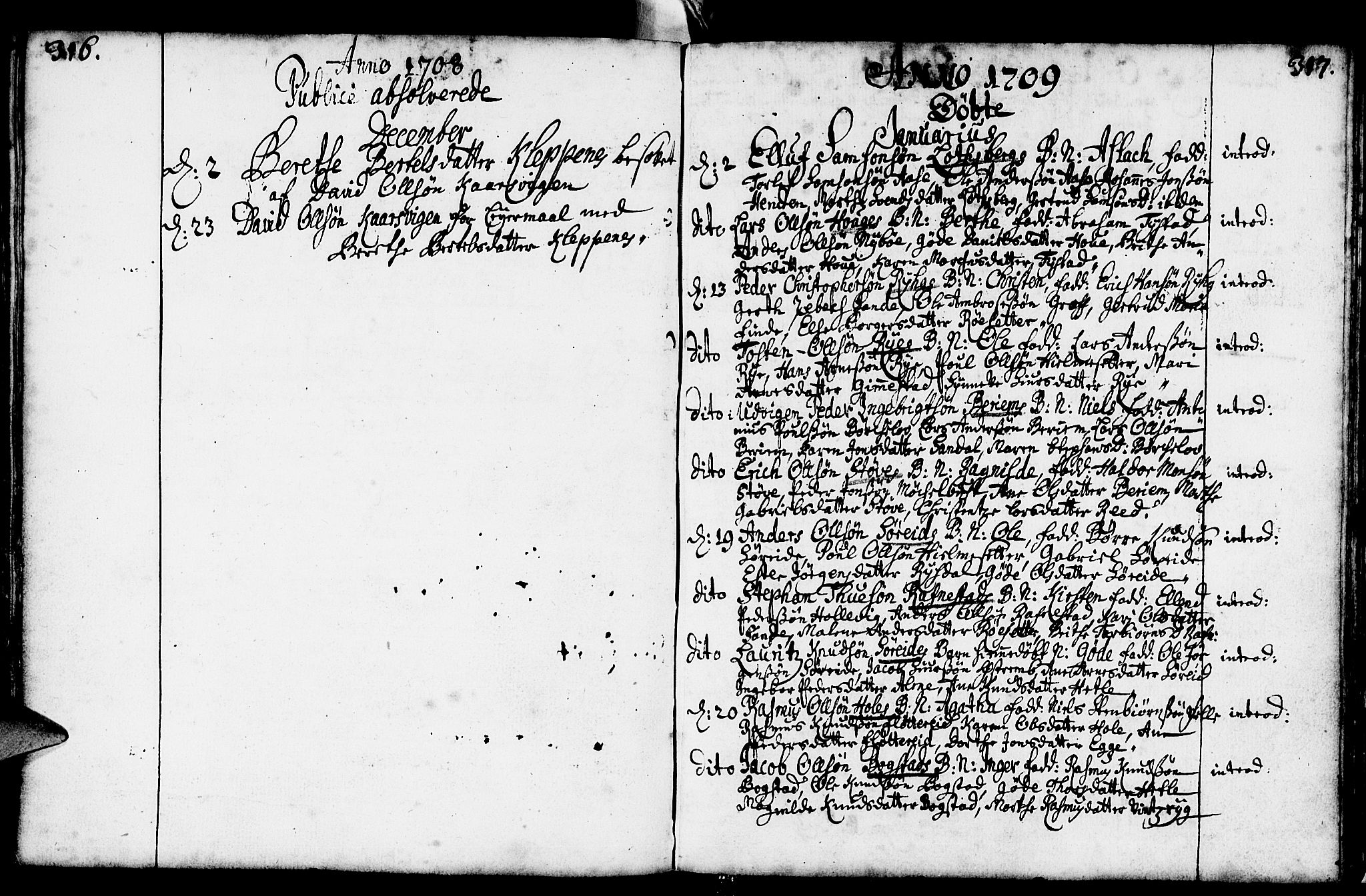 Gloppen sokneprestembete, AV/SAB-A-80101/H/Haa/Haaa/L0001: Parish register (official) no. A 1, 1686-1711, p. 316-317