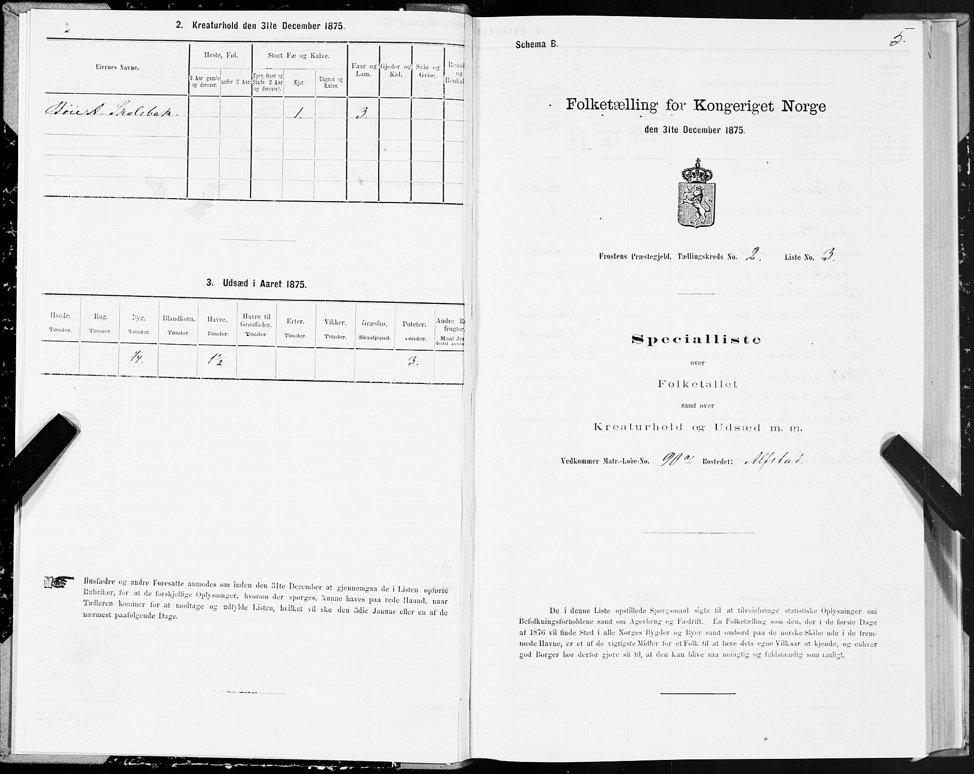 SAT, 1875 census for 1717P Frosta, 1875, p. 2005