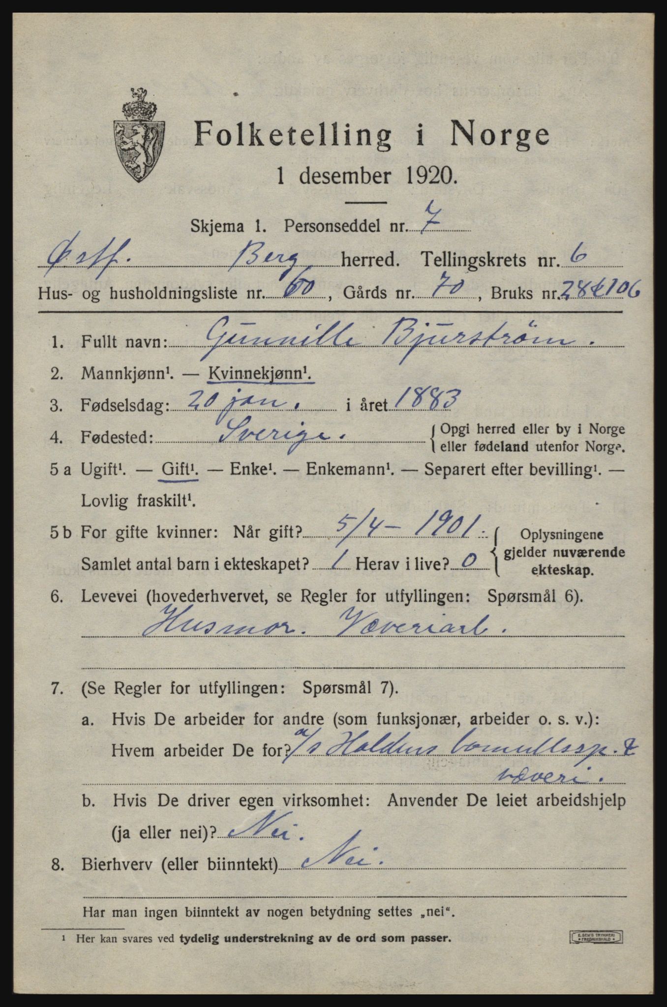 SAO, 1920 census for Berg, 1920, p. 11237