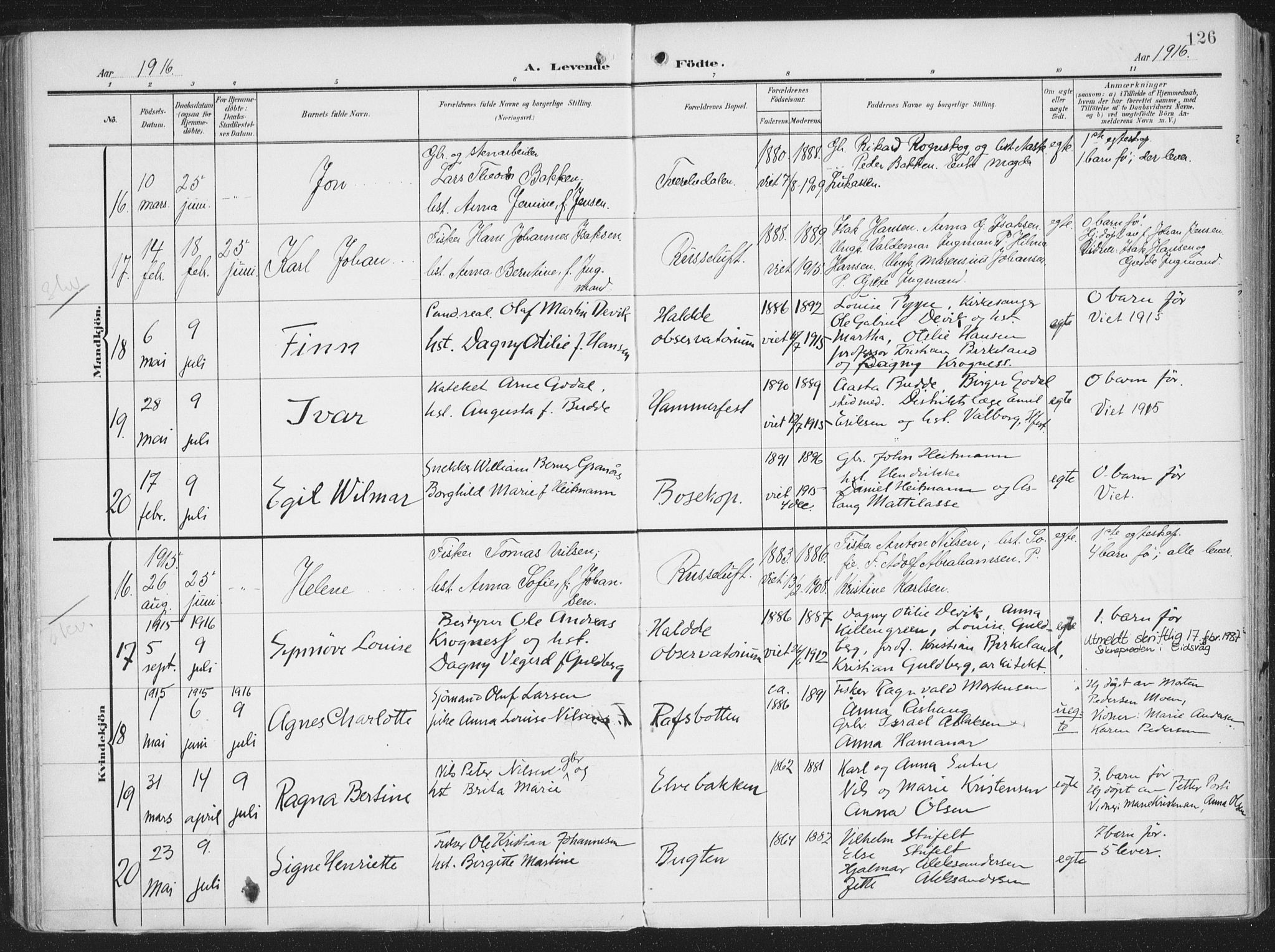 Alta sokneprestkontor, SATØ/S-1338/H/Ha/L0005.kirke: Parish register (official) no. 5, 1904-1918, p. 126