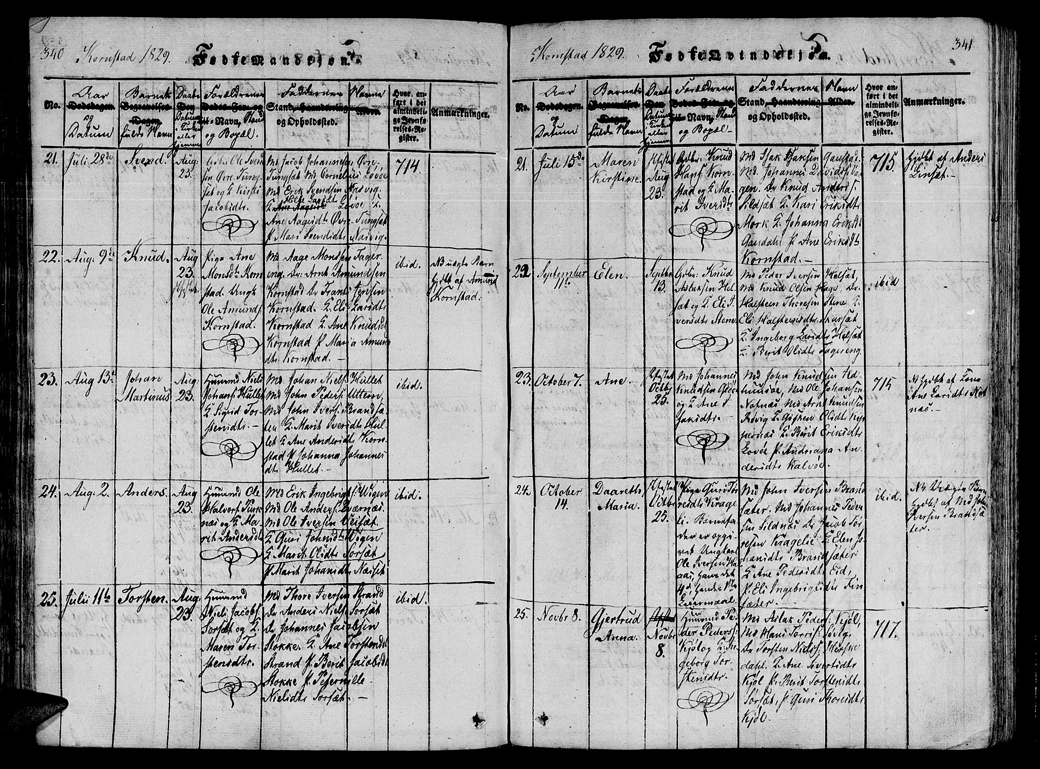 Ministerialprotokoller, klokkerbøker og fødselsregistre - Møre og Romsdal, AV/SAT-A-1454/568/L0800: Parish register (official) no. 568A09 /3, 1820-1830, p. 340-341