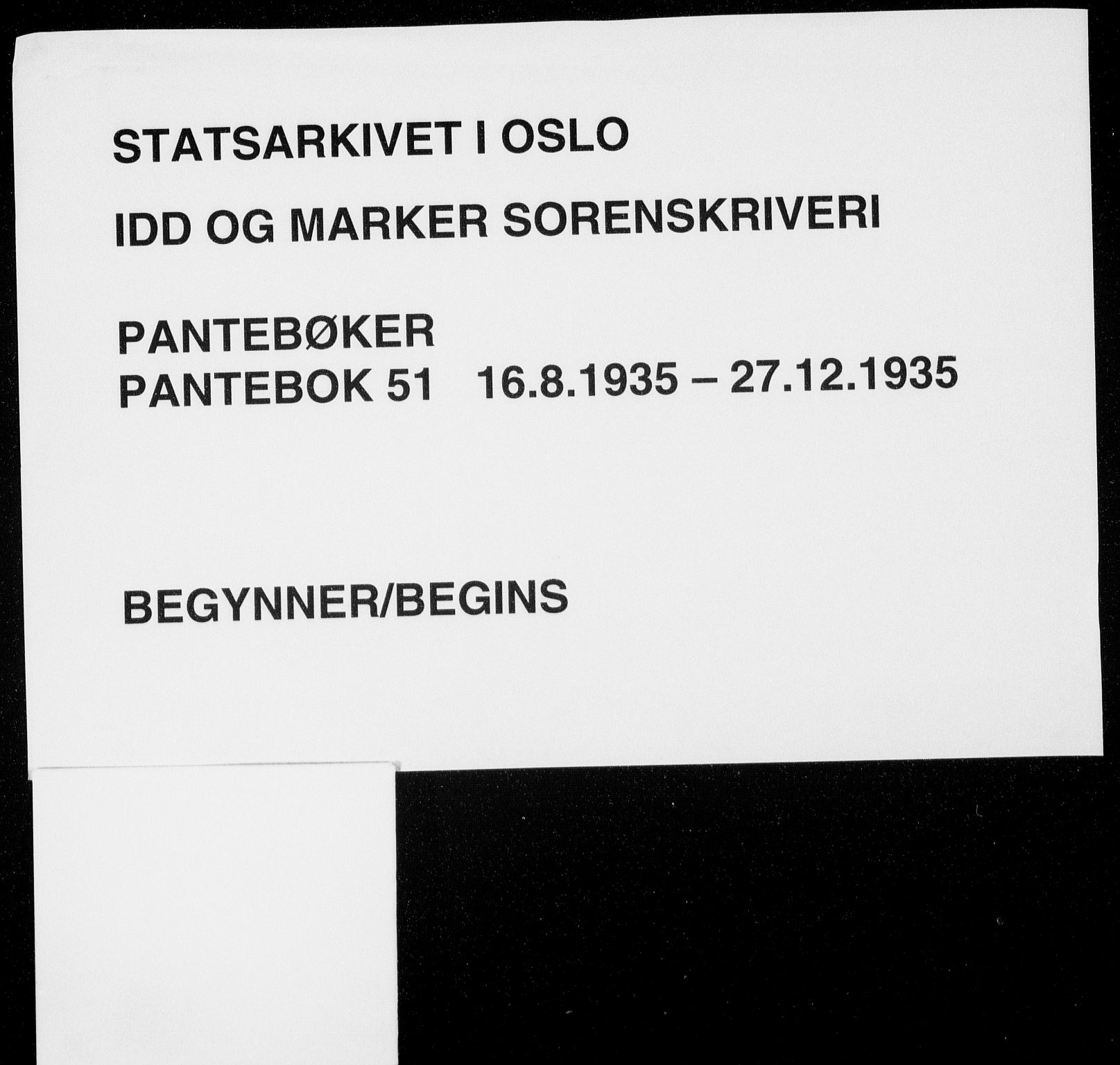 Idd og Marker sorenskriveri, SAO/A-10283/G/Gb/Gba/L0051: Mortgage book no. 51, 1935-1935