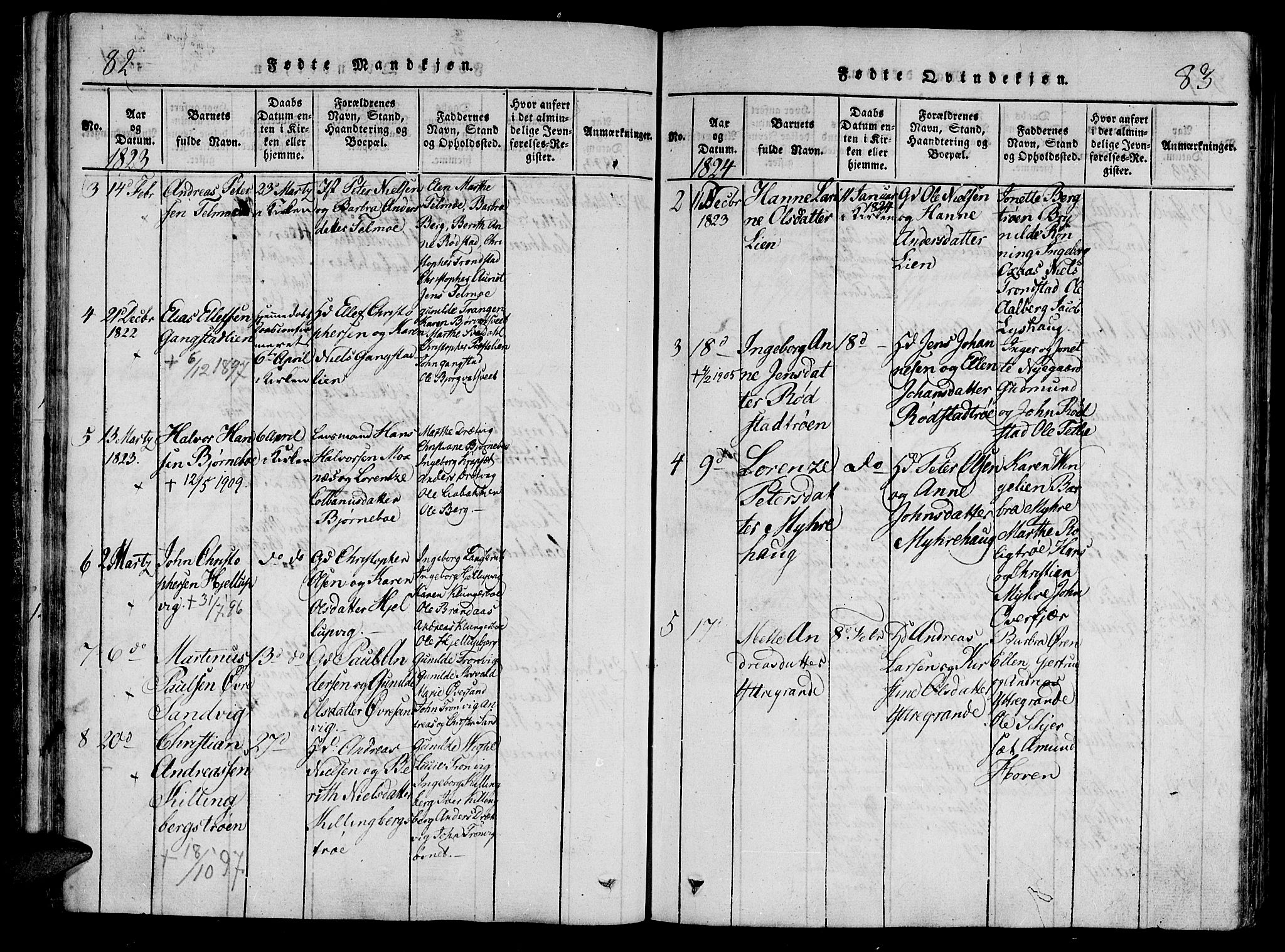 Ministerialprotokoller, klokkerbøker og fødselsregistre - Nord-Trøndelag, SAT/A-1458/701/L0005: Parish register (official) no. 701A05 /1, 1816-1825, p. 82-83
