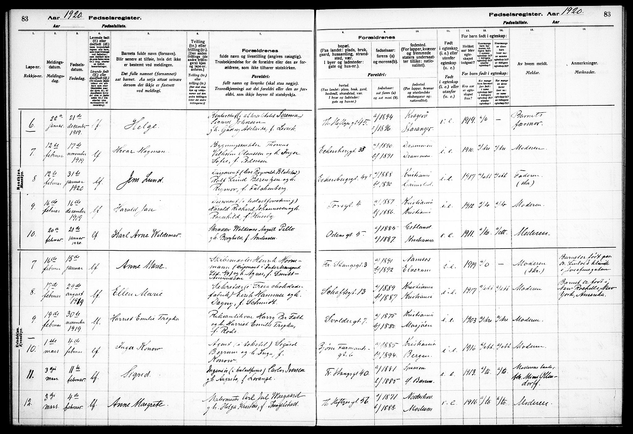 Frogner prestekontor Kirkebøker, AV/SAO-A-10886/J/Ja/L0001: Birth register no. 1, 1916-1927, p. 83