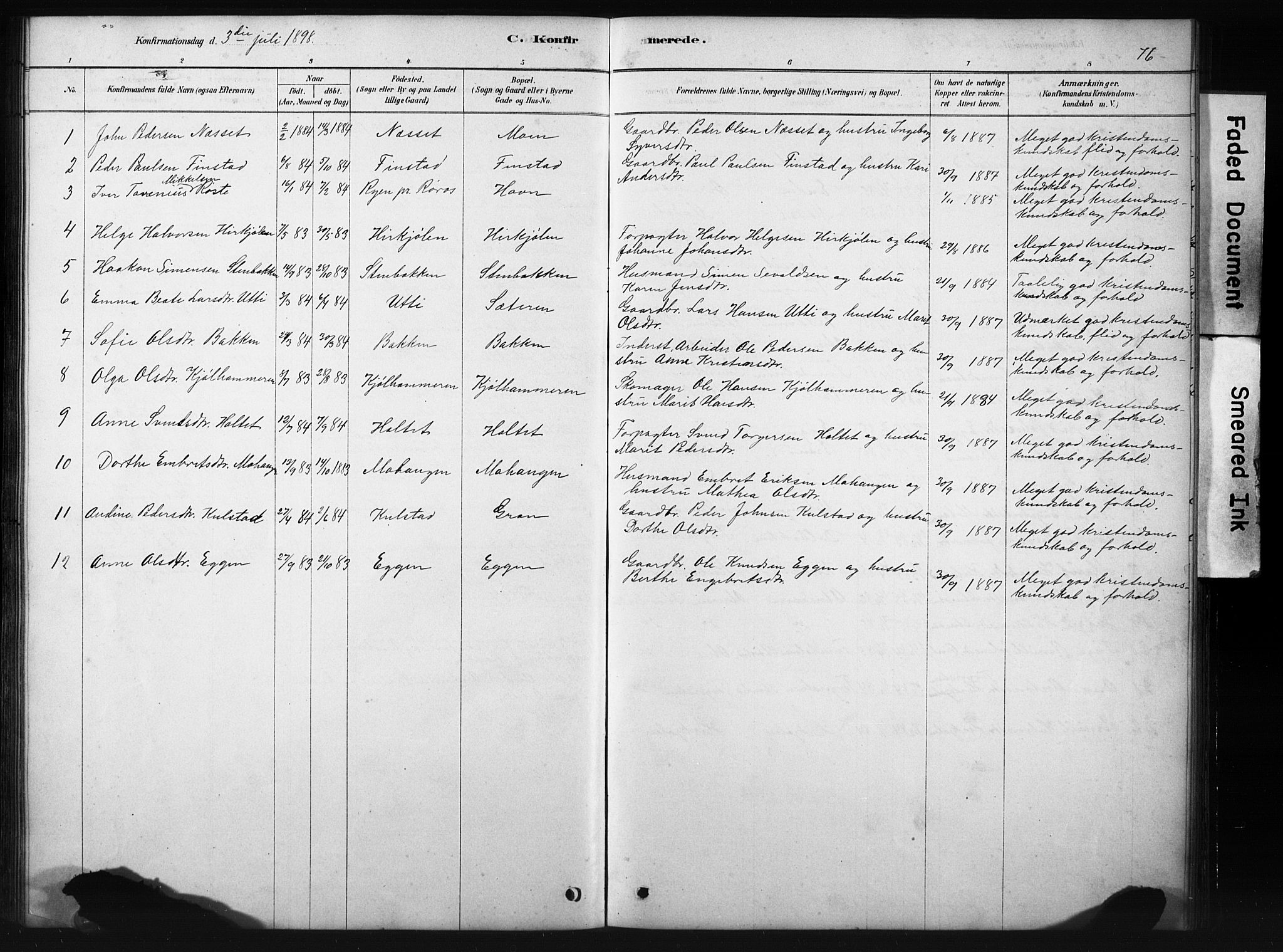 Sollia prestekontor, AV/SAH-PREST-050/H/Ha/Hab/L0002: Parish register (copy) no. 2, 1880-1933, p. 76