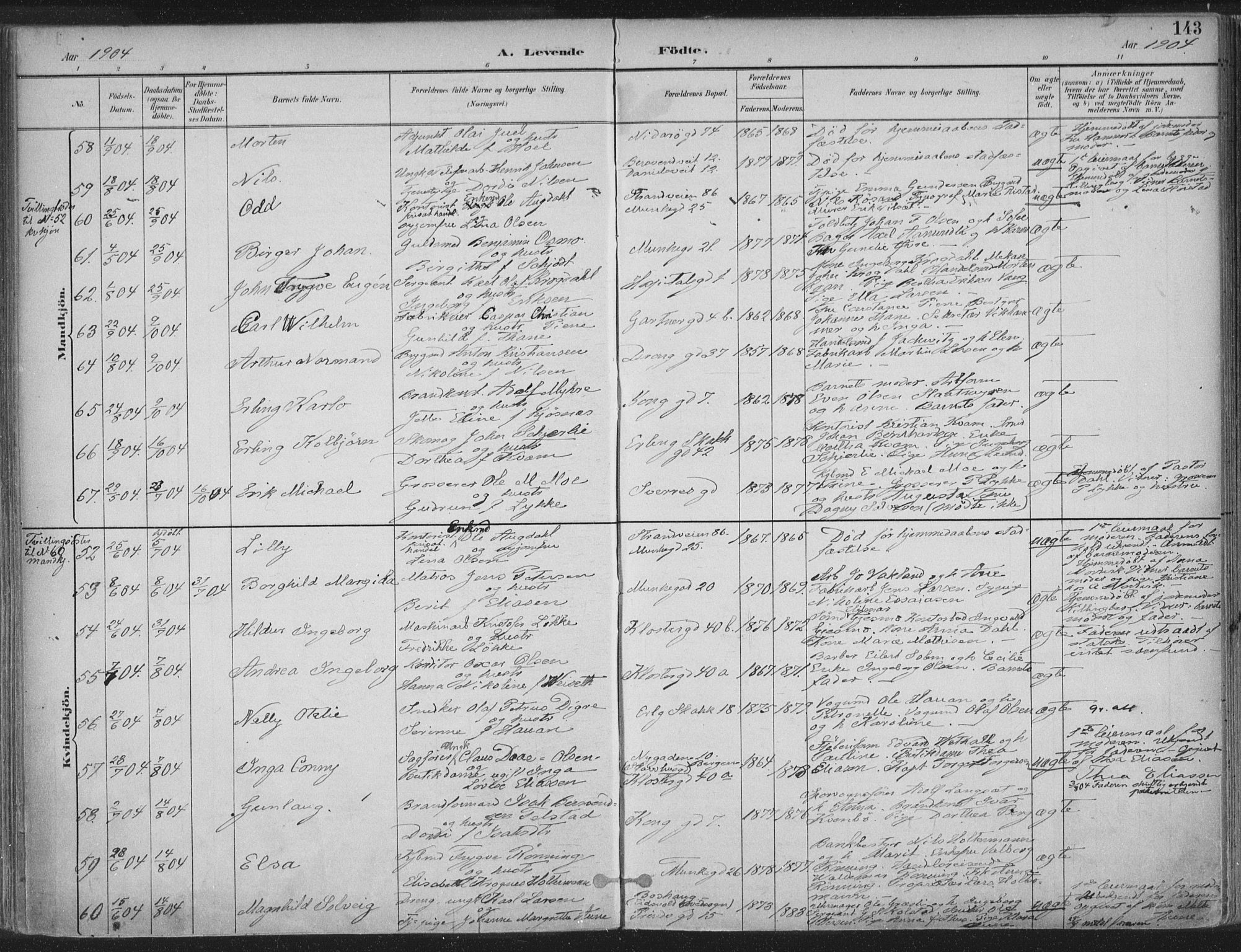 Ministerialprotokoller, klokkerbøker og fødselsregistre - Sør-Trøndelag, AV/SAT-A-1456/601/L0062: Parish register (official) no. 601A30, 1891-1911, p. 143