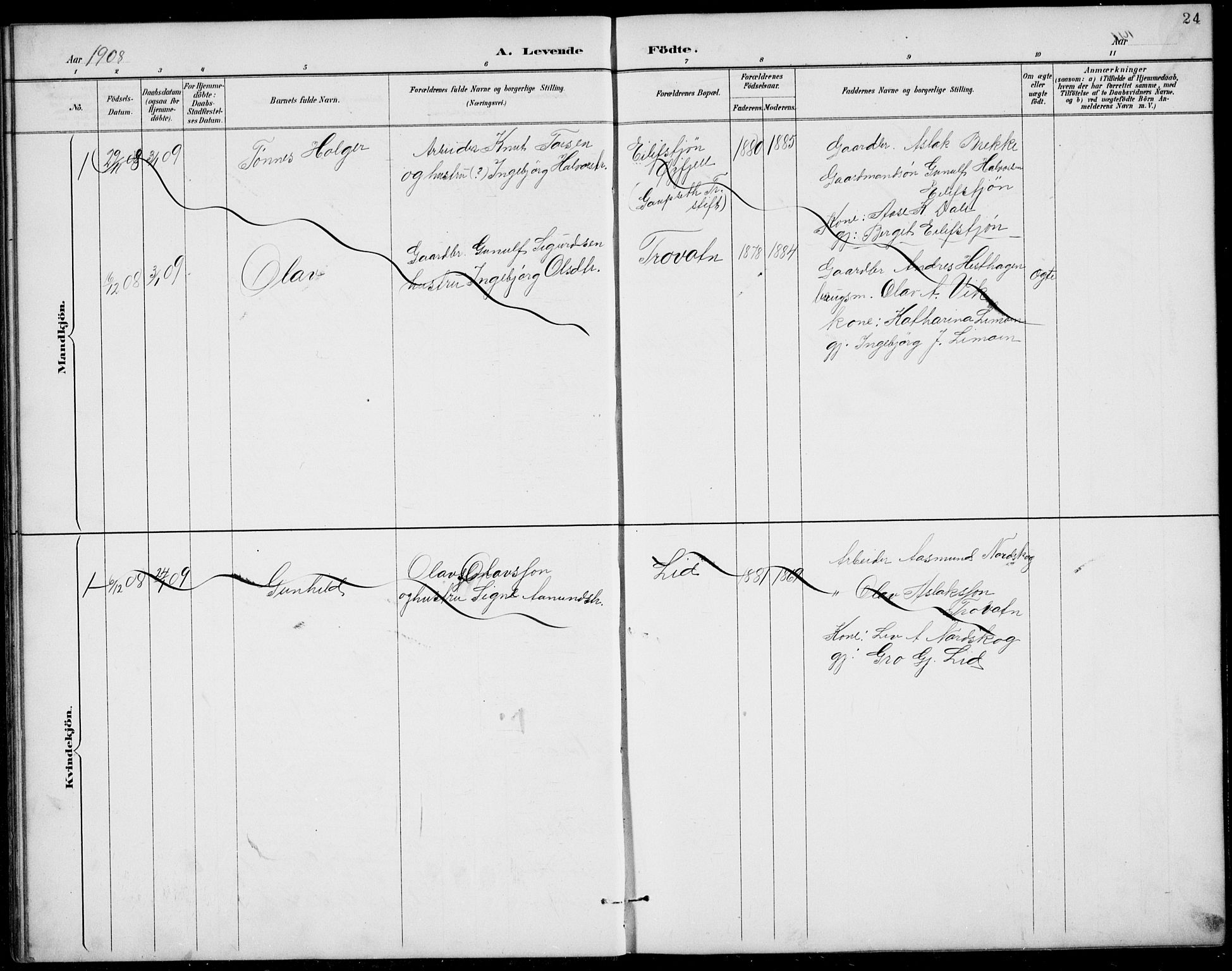 Rauland kirkebøker, SAKO/A-292/G/Gb/L0002: Parish register (copy) no. II 2, 1887-1937, p. 24