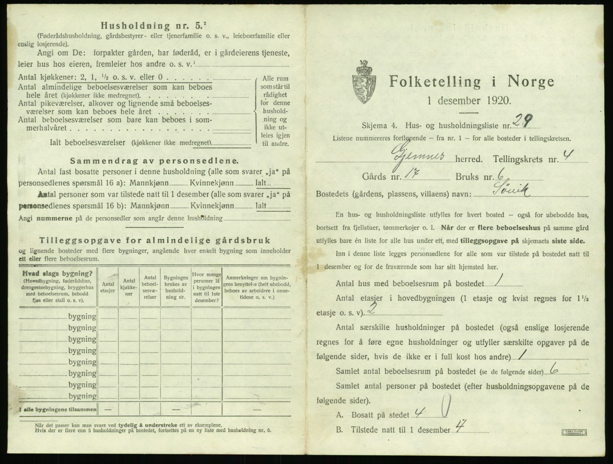 SAT, 1920 census for Gjemnes, 1920, p. 314