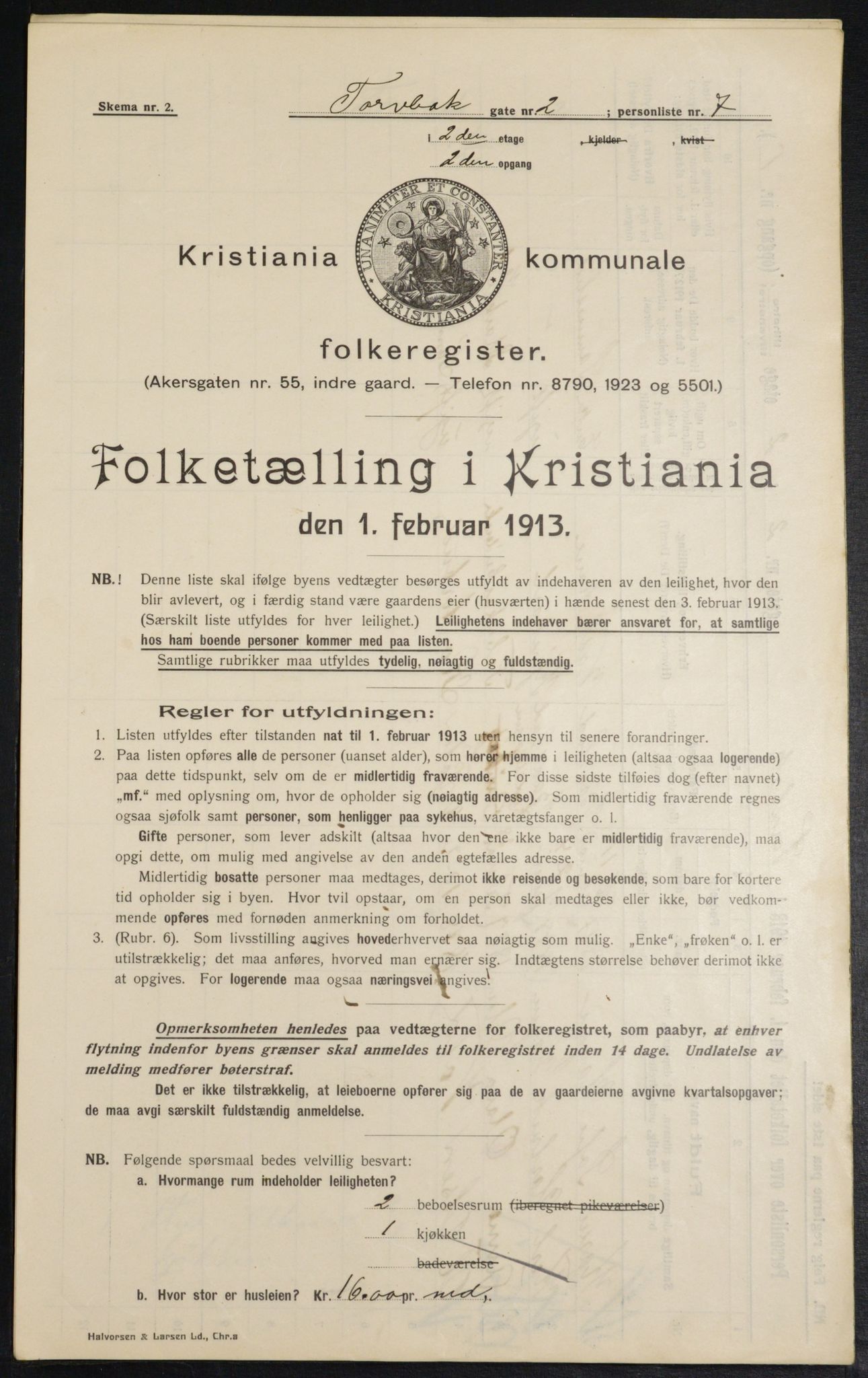 OBA, Municipal Census 1913 for Kristiania, 1913, p. 114987