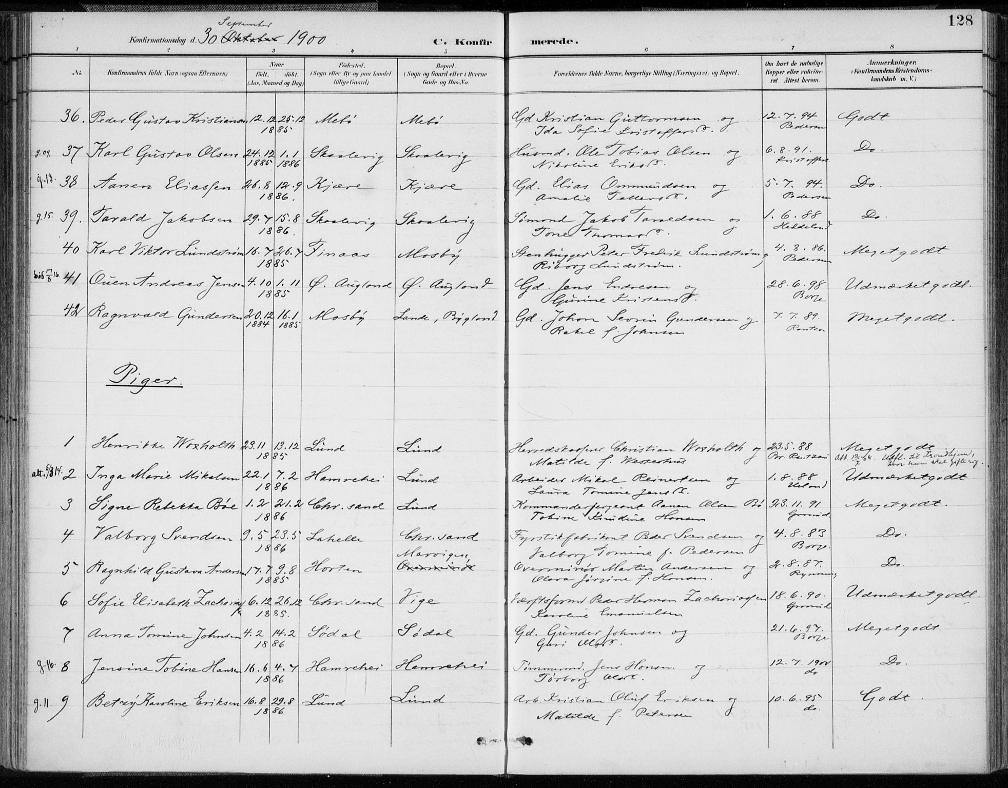 Oddernes sokneprestkontor, AV/SAK-1111-0033/F/Fa/Faa/L0010: Parish register (official) no. A 10, 1897-1911, p. 128