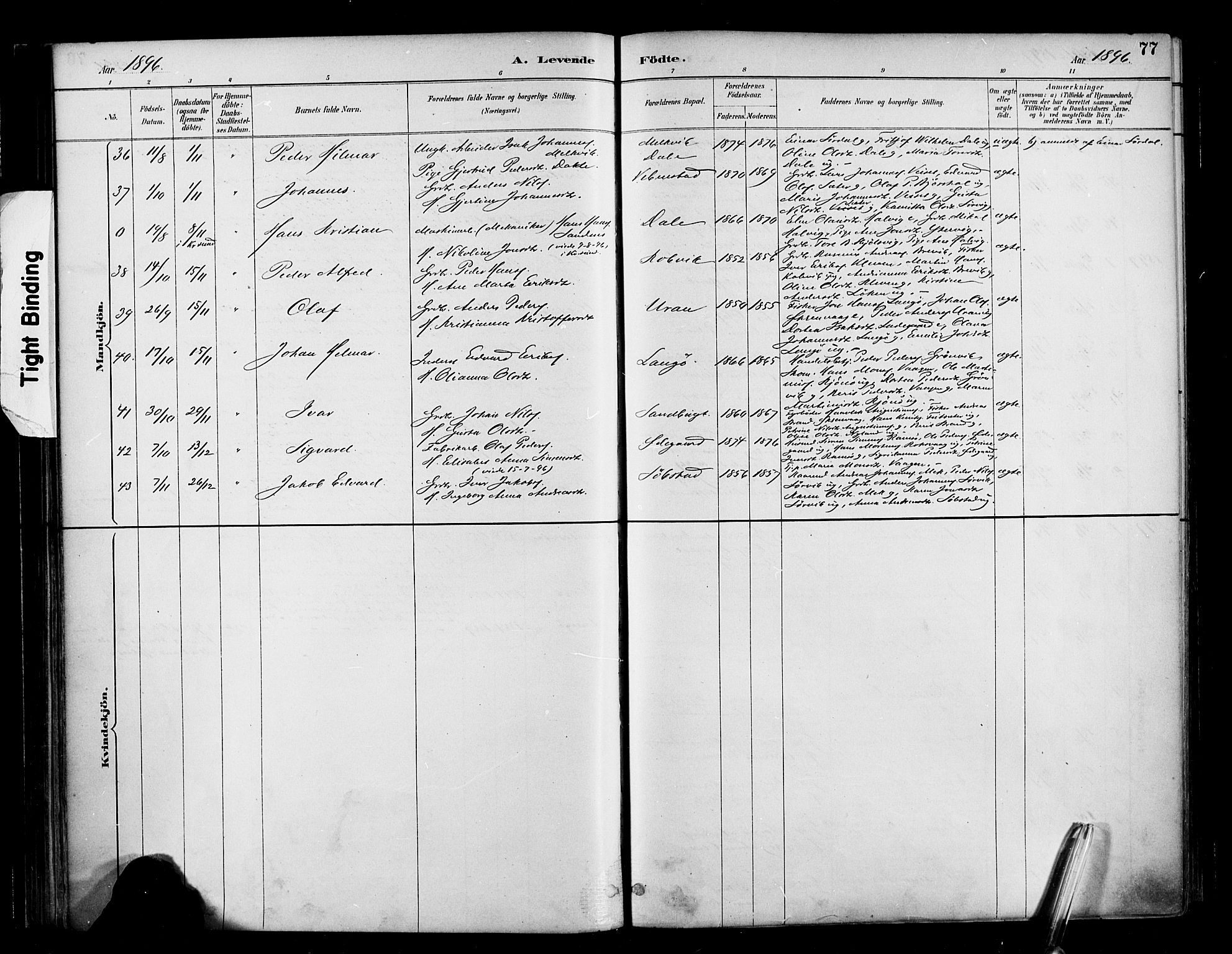 Ministerialprotokoller, klokkerbøker og fødselsregistre - Møre og Romsdal, AV/SAT-A-1454/569/L0819: Parish register (official) no. 569A05, 1885-1899, p. 77