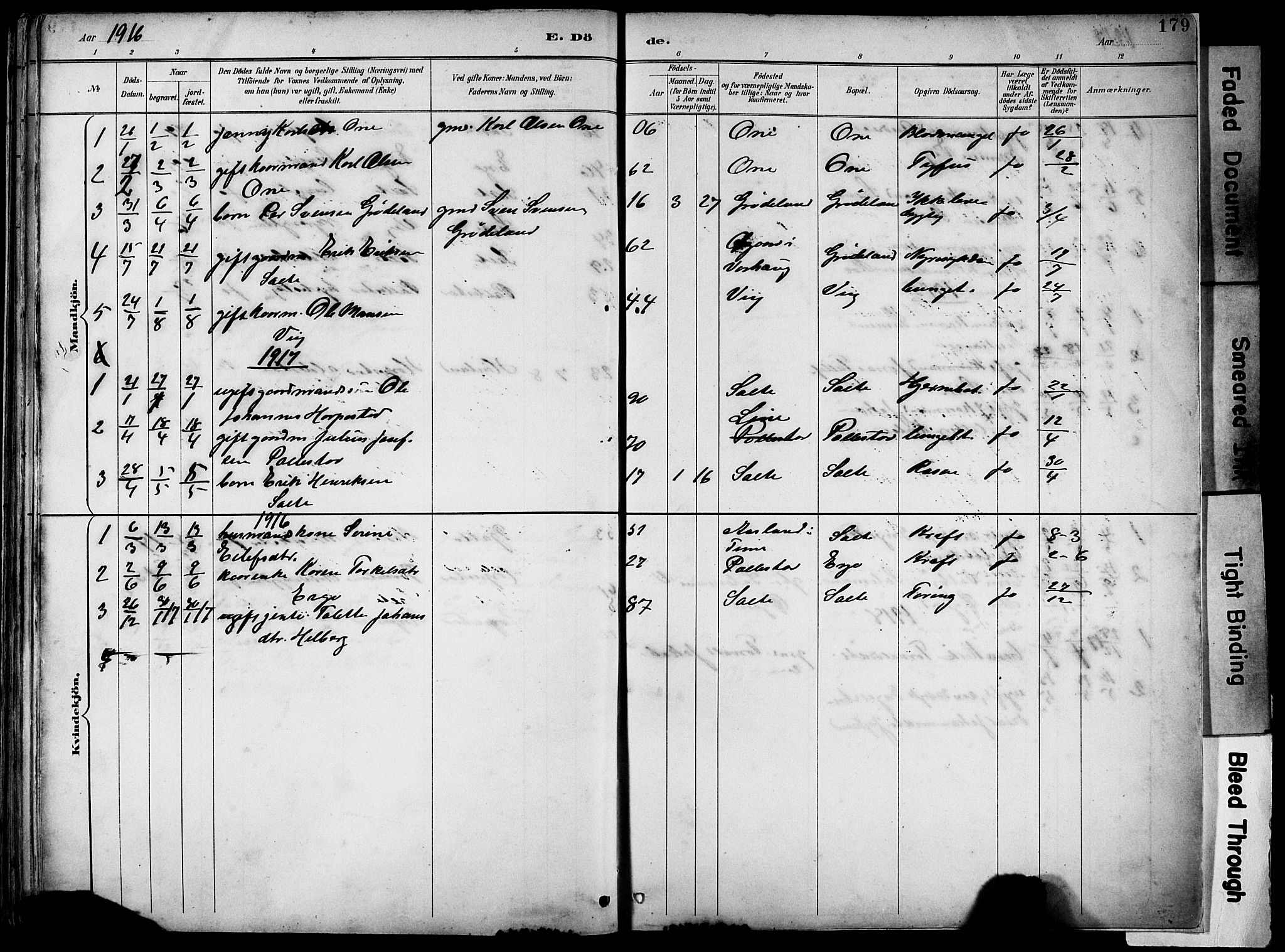 Klepp sokneprestkontor, AV/SAST-A-101803/001/3/30BB/L0005: Parish register (copy) no. B 5, 1889-1918, p. 179