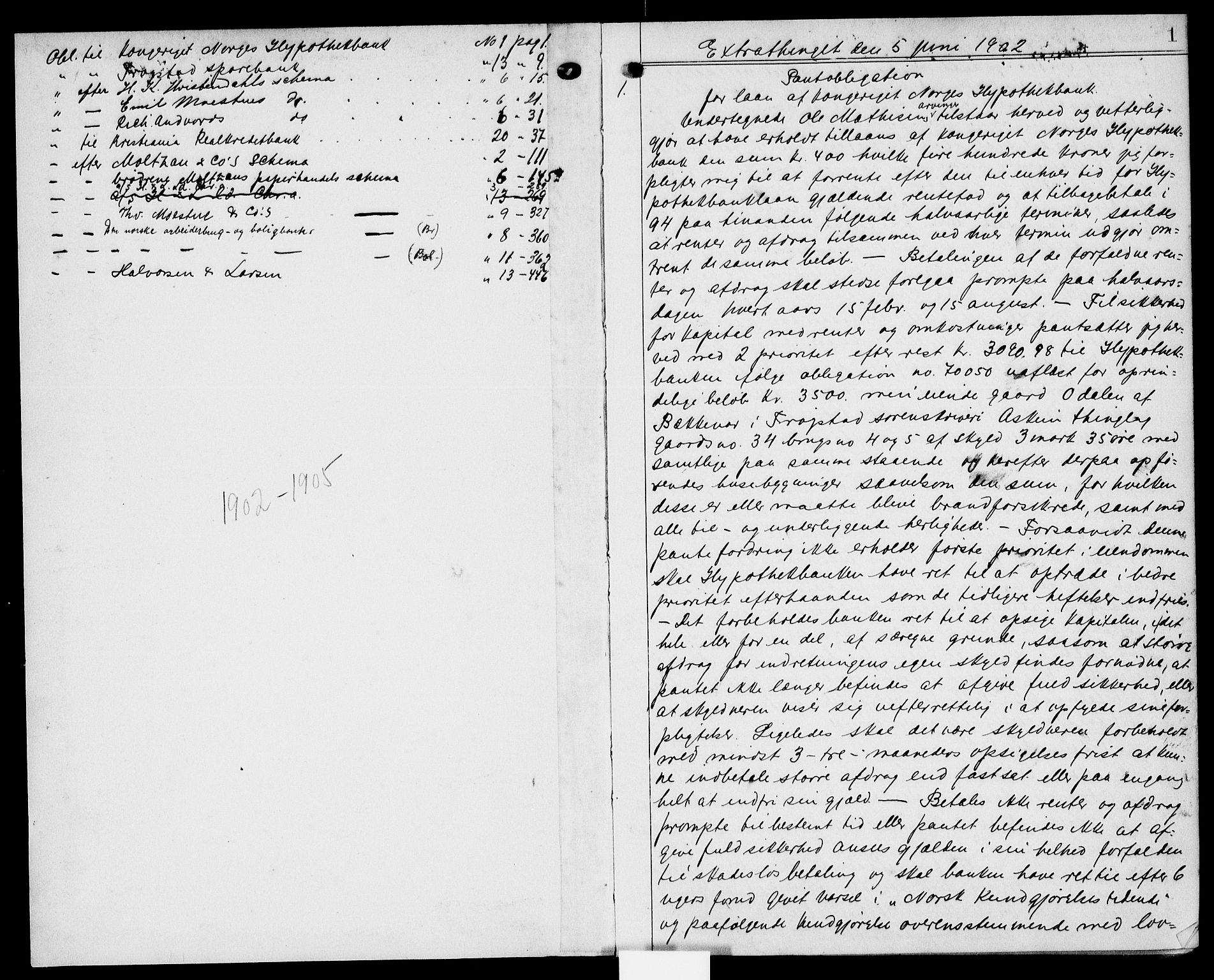 Trøgstad sorenskriveri, AV/SAO-A-10659/G/Gb/L0021: Mortgage book no. 21, 1902-1905, p. 0-1