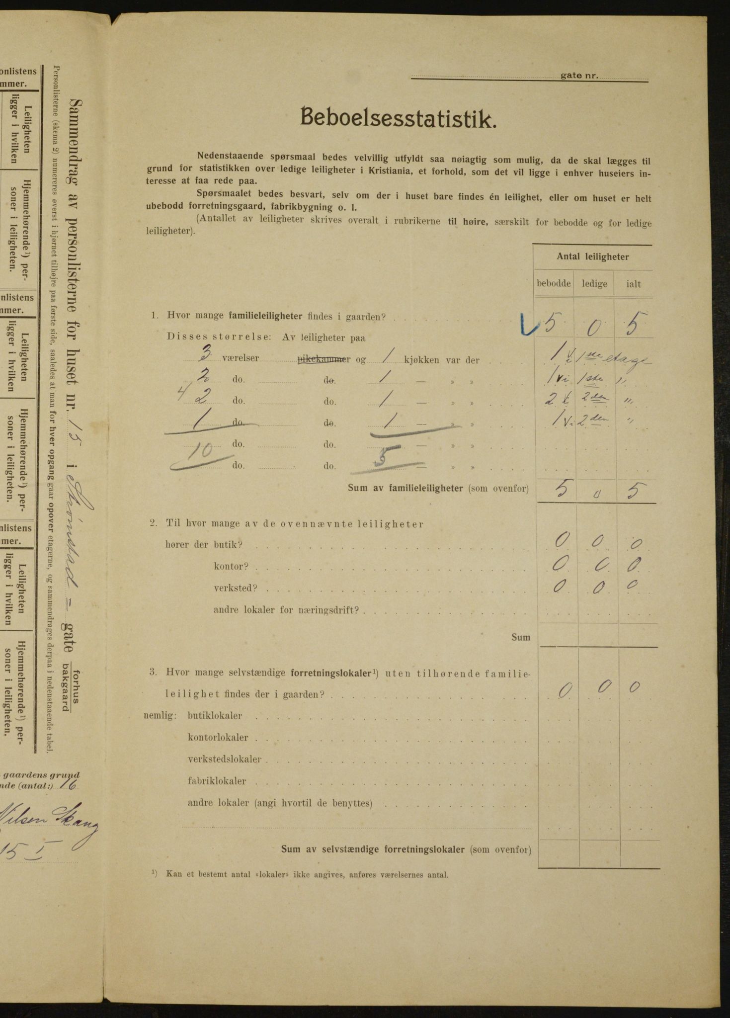 OBA, Municipal Census 1910 for Kristiania, 1910, p. 98637