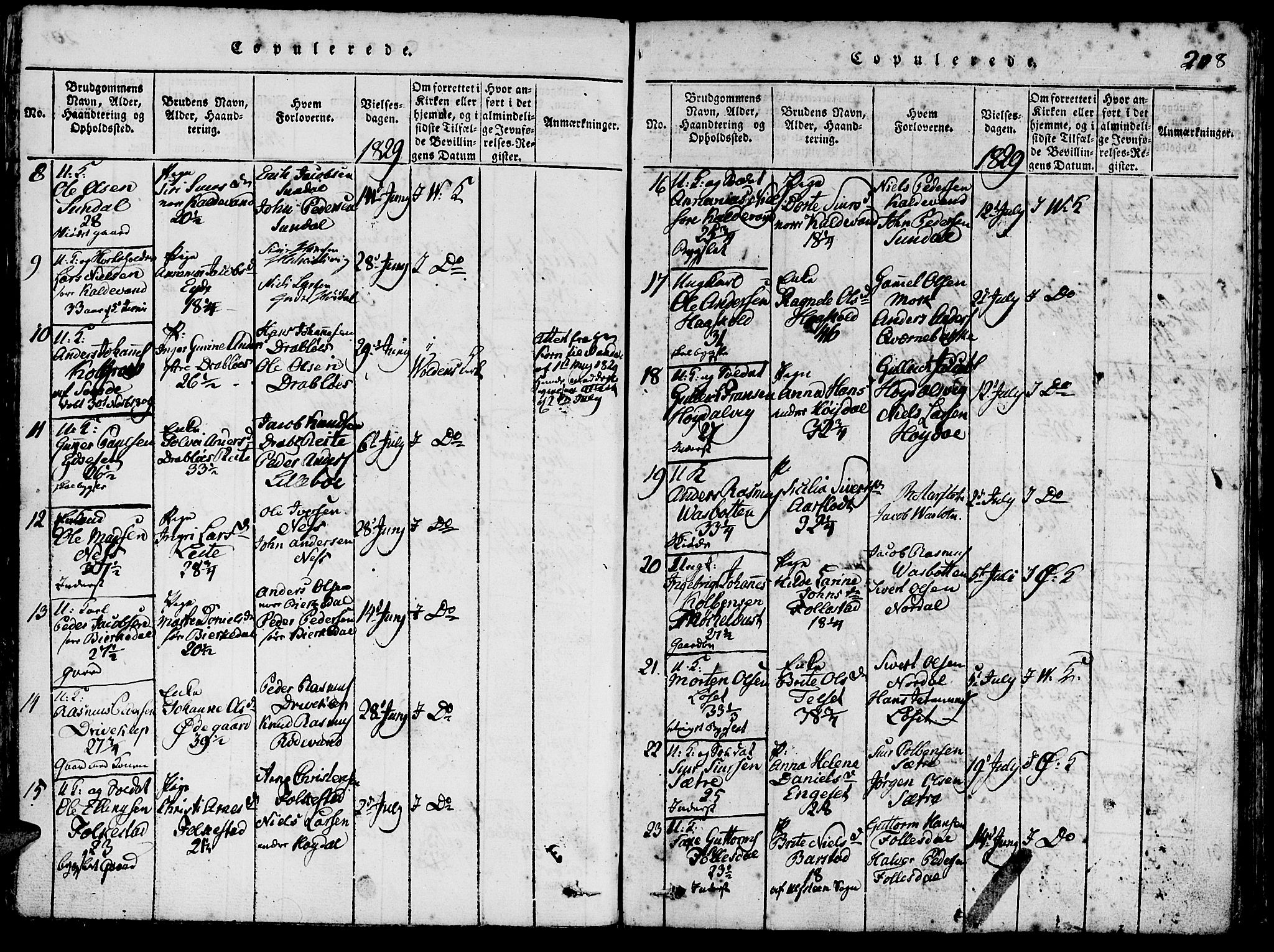 Ministerialprotokoller, klokkerbøker og fødselsregistre - Møre og Romsdal, SAT/A-1454/511/L0138: Parish register (official) no. 511A05, 1817-1832, p. 208