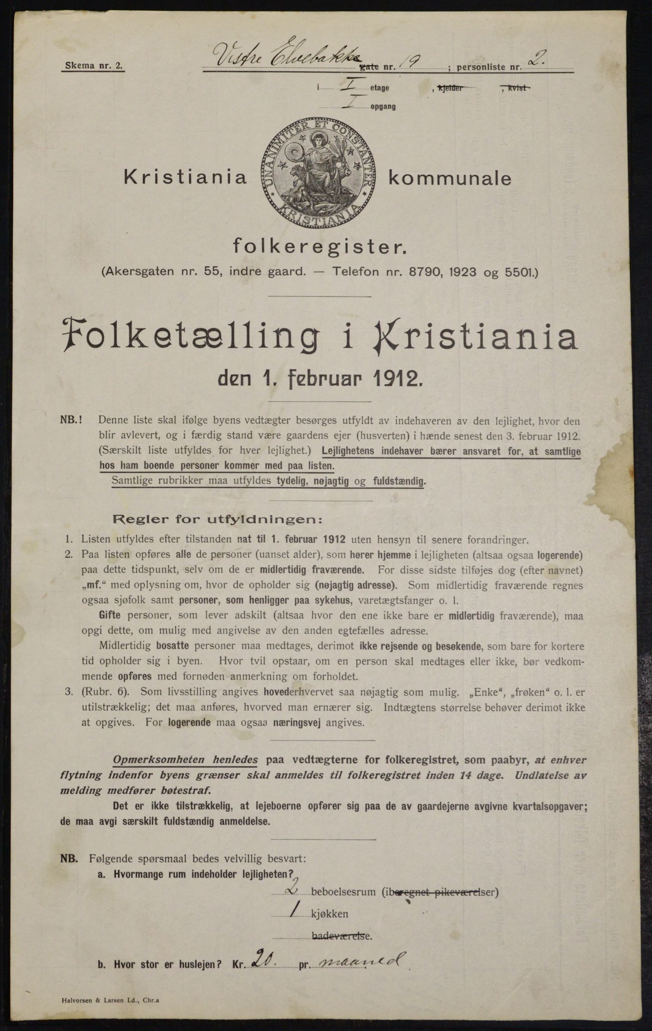 OBA, Municipal Census 1912 for Kristiania, 1912, p. 122512