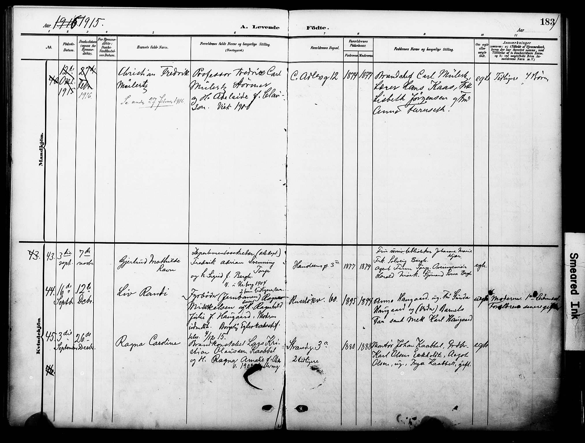 Johannes prestekontor Kirkebøker, SAO/A-10852/F/Fa/L0009: Parish register (official) no. 9, 1905-1929, p. 183